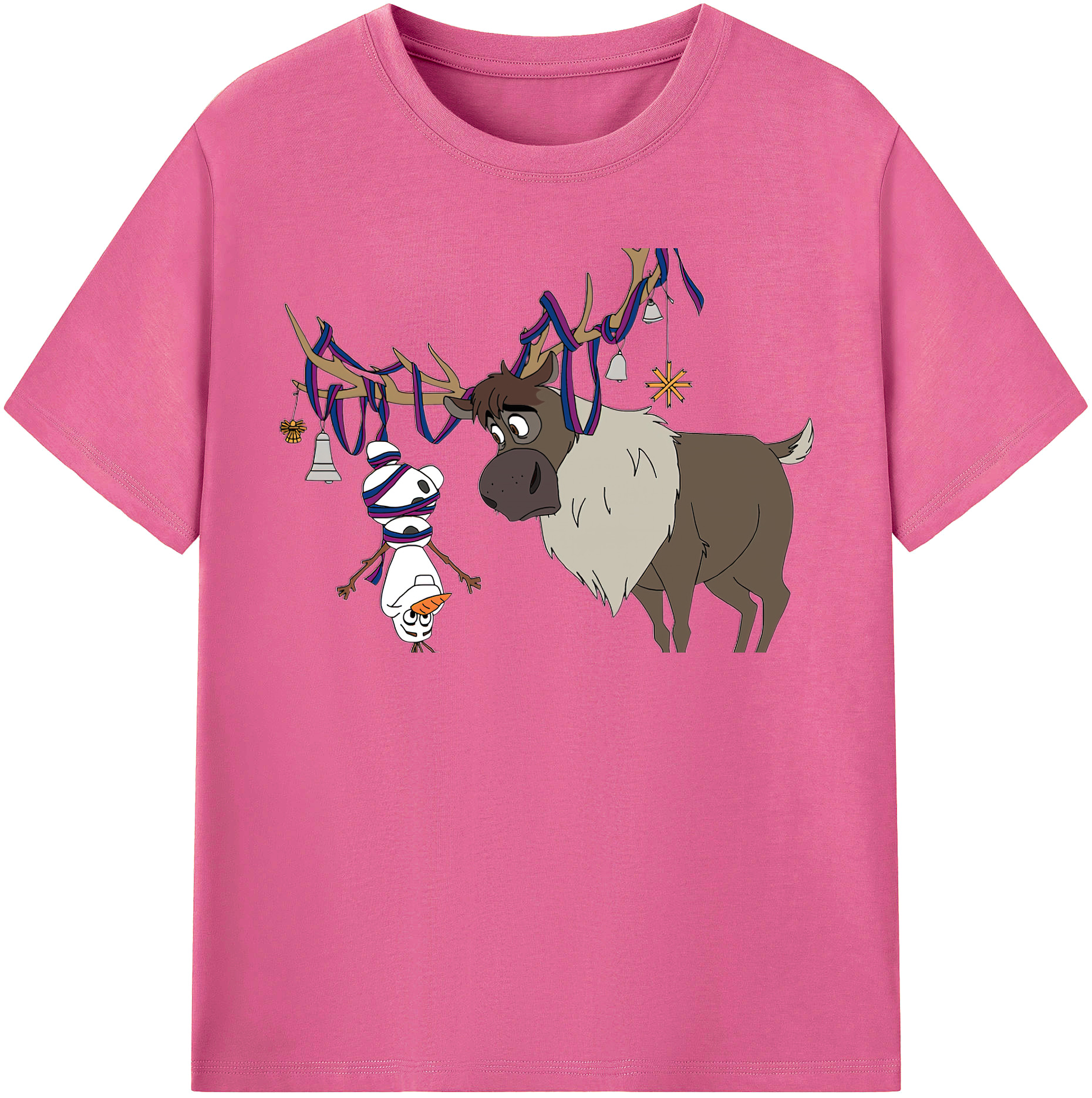 （画像用） アナと雪の女王 アンナ エルサ Frozen Anna Elsa レディースカジュアルプリントTシャツ（綿100％）