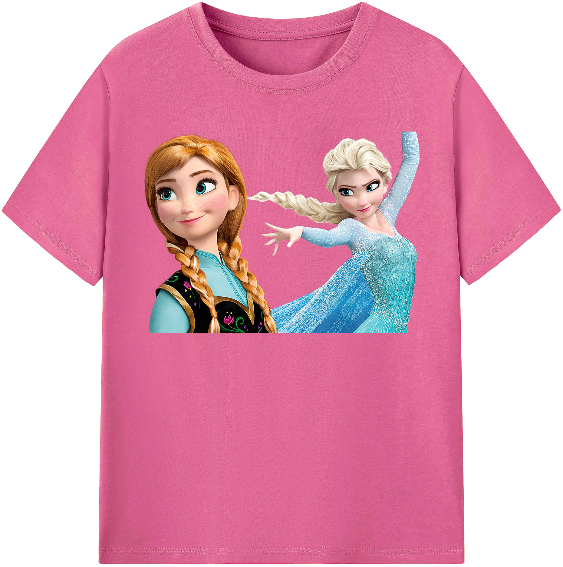 （画像用） アナと雪の女王 アンナ エルサ Frozen Anna Elsa レディースカジュアルプリントTシャツ（綿100％）