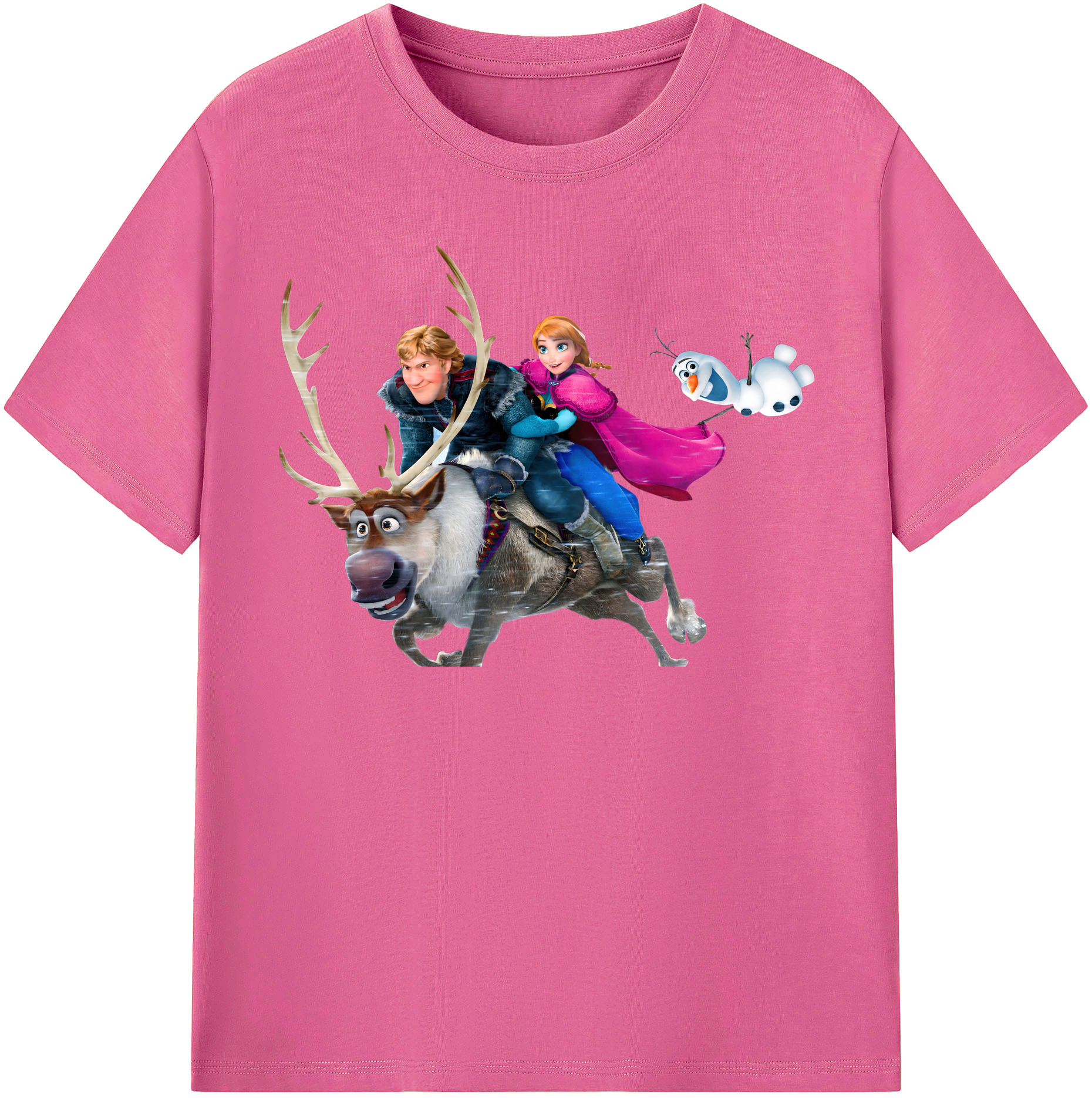 （画像用） アナと雪の女王 アンナ エルサ Frozen Anna Elsa レディースカジュアルプリントTシャツ（綿100％）