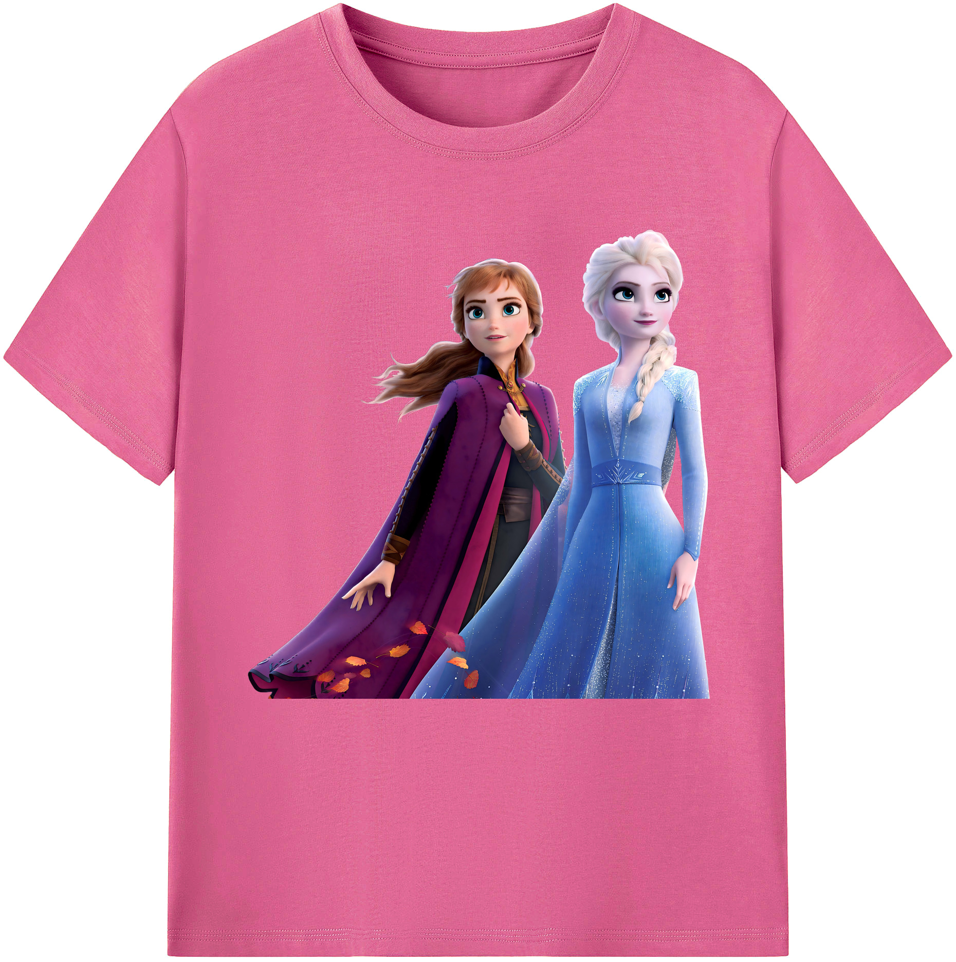 （画像用） アナと雪の女王 アンナ エルサ Frozen Anna Elsa レディースカジュアルプリントTシャツ（綿100％）