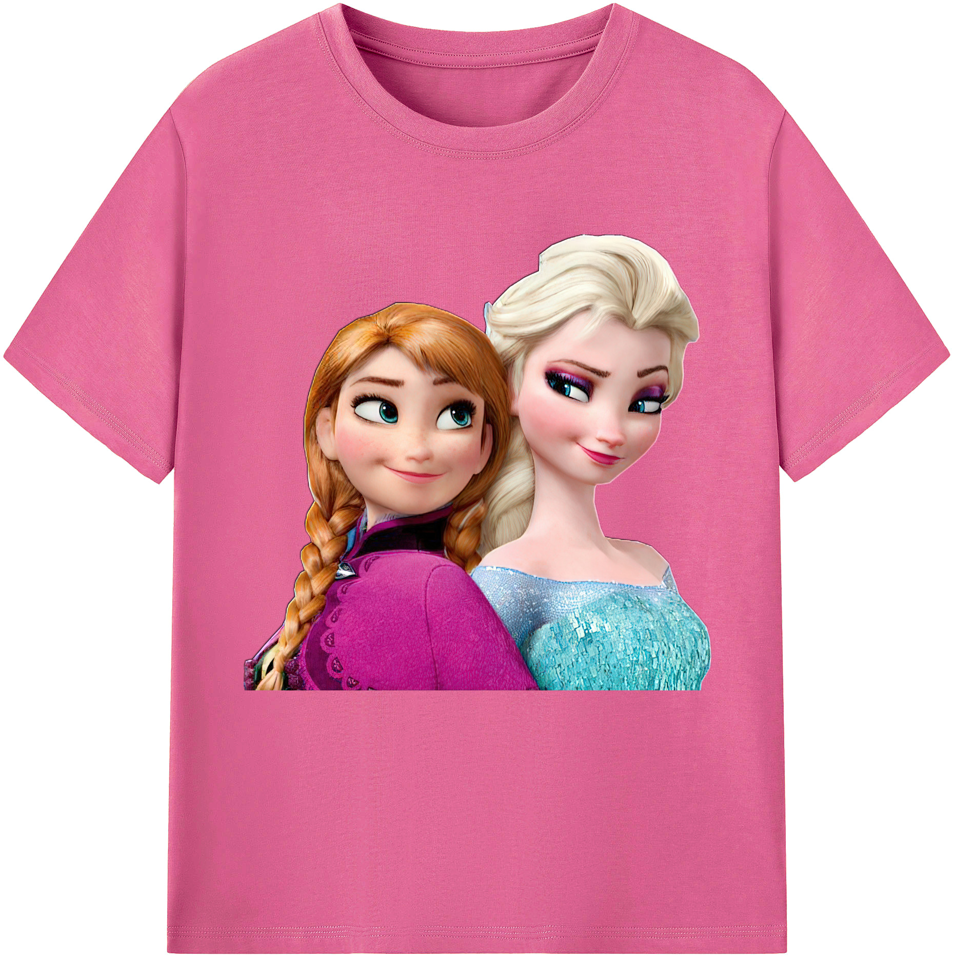 （画像用） アナと雪の女王 アンナ エルサ Frozen Anna Elsa レディースカジュアルプリントTシャツ（綿100％）