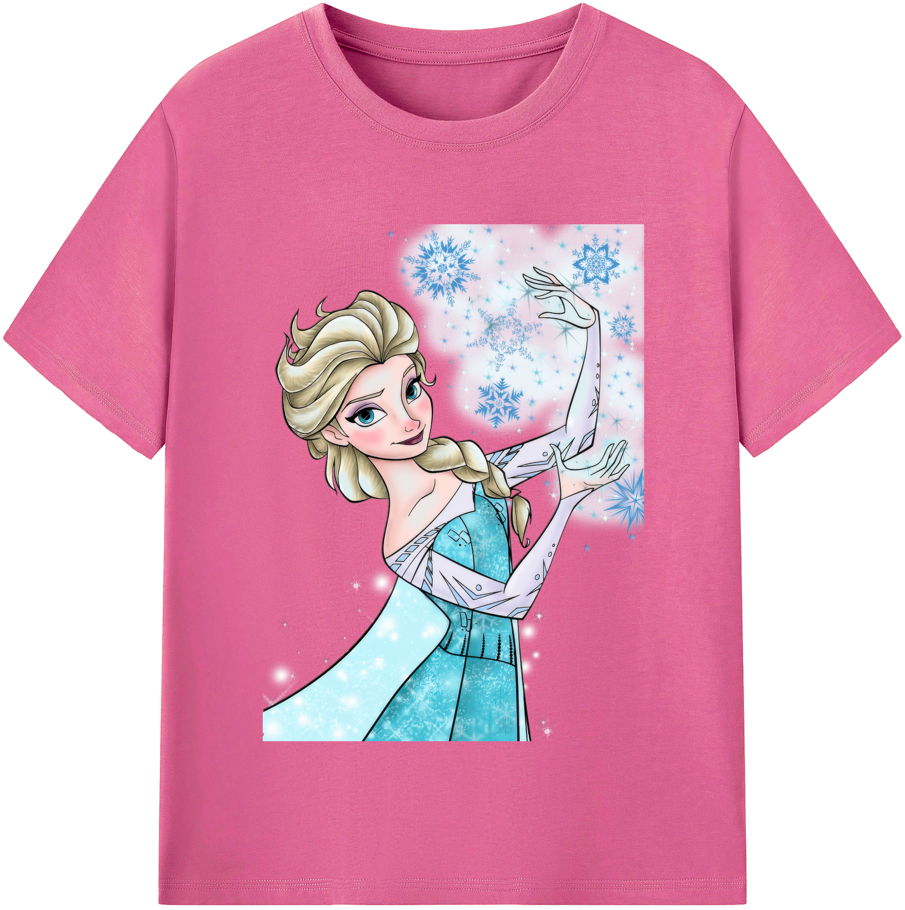 （画像用） アナと雪の女王 アンナ エルサ Frozen Anna Elsa レディースカジュアルプリントTシャツ（綿100％）