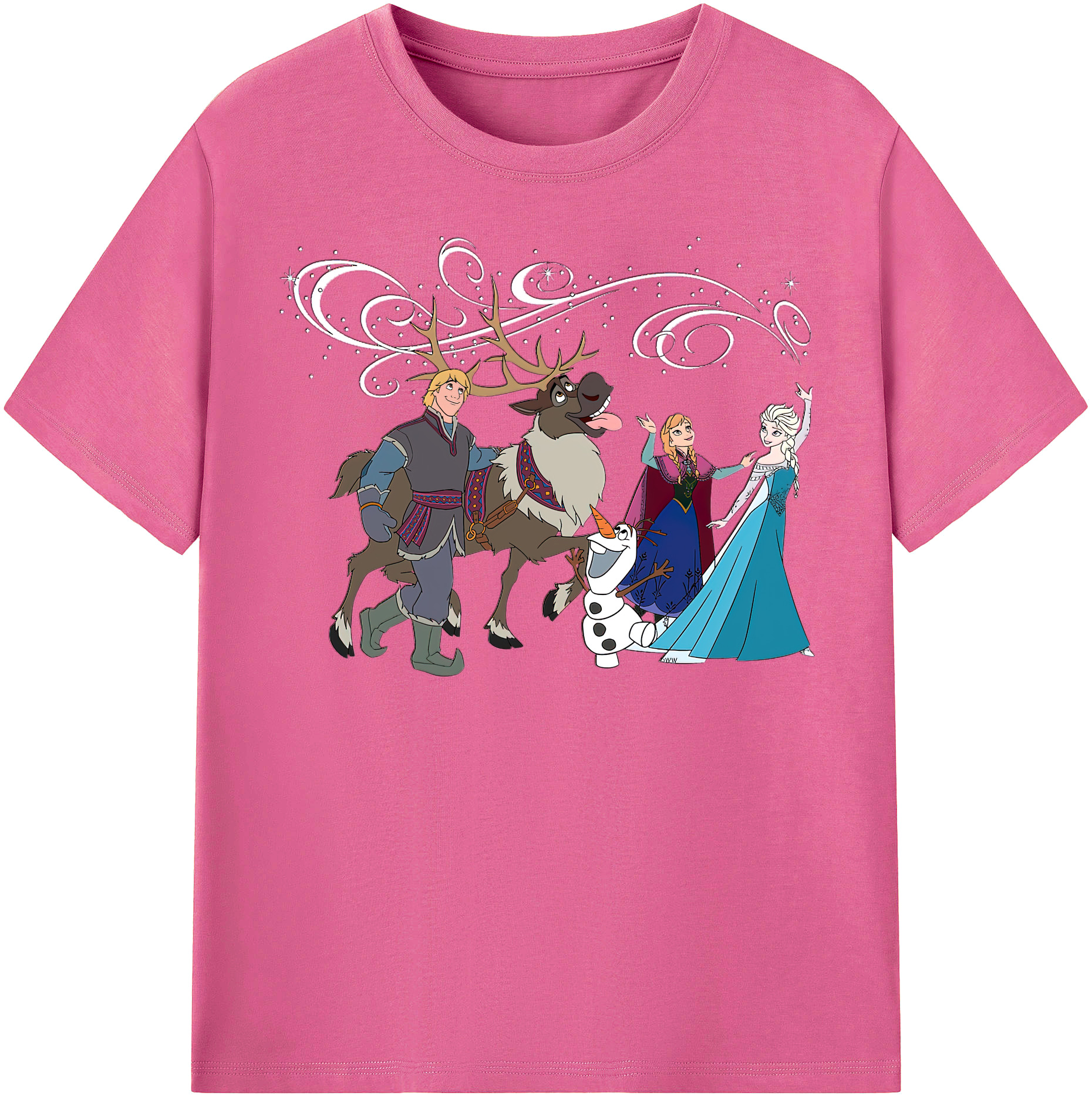 （画像用） アナと雪の女王 アンナ エルサ Frozen Anna Elsa レディースカジュアルプリントTシャツ（綿100％）