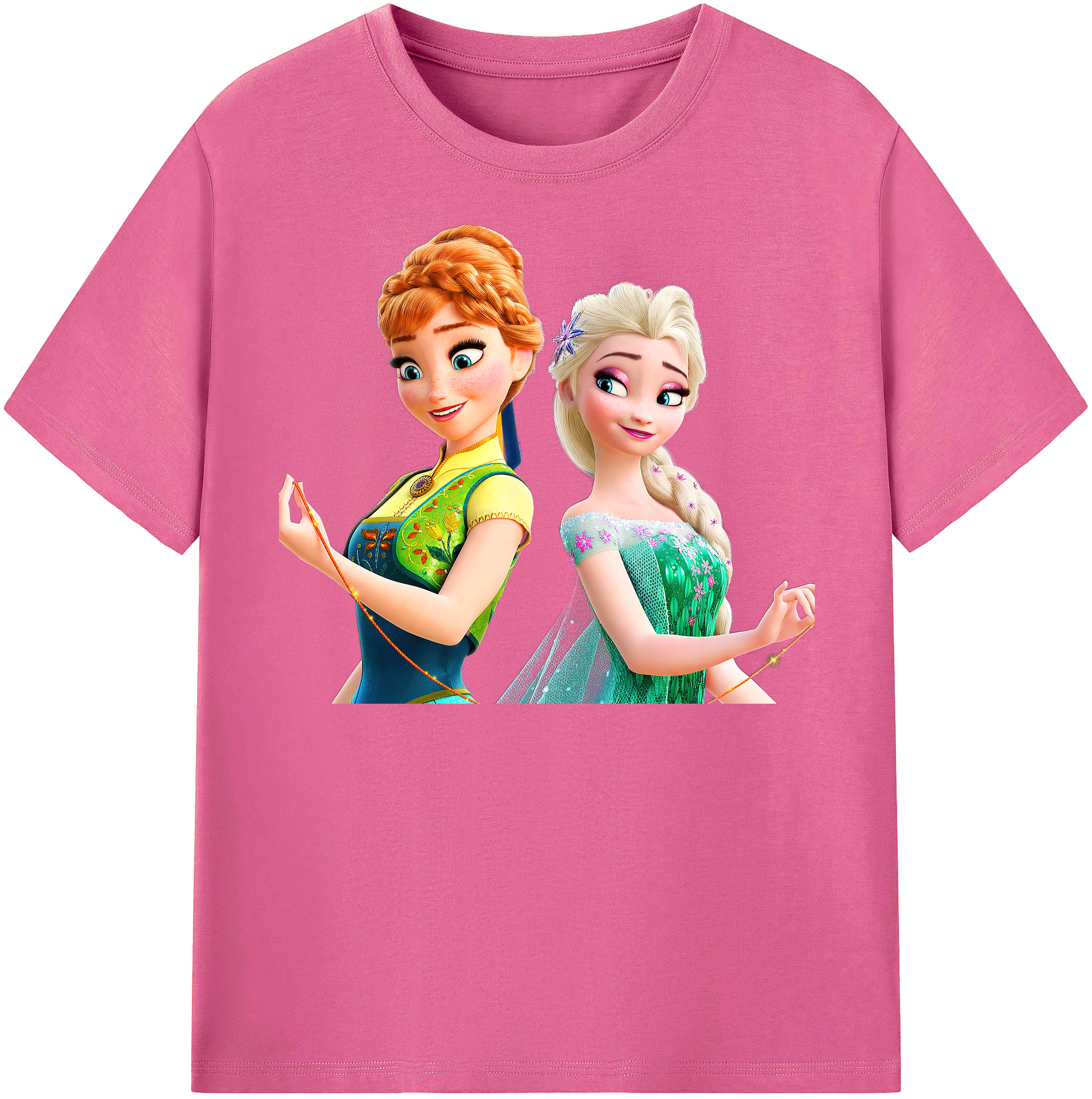 （画像用） アナと雪の女王 アンナ エルサ Frozen Anna Elsa レディースカジュアルプリントTシャツ（綿100％）