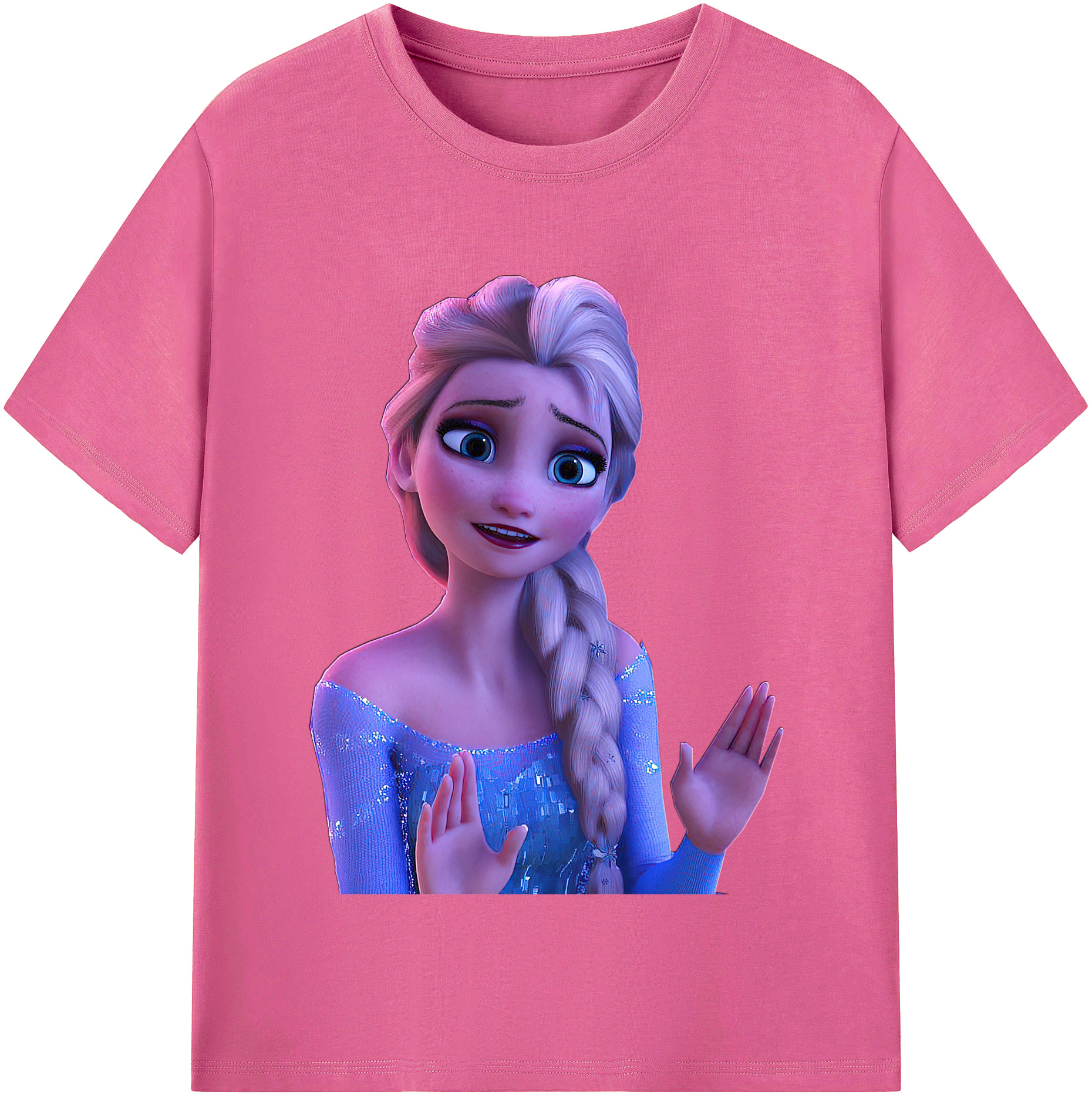 （画像用） アナと雪の女王 アンナ エルサ Frozen Anna Elsa レディースカジュアルプリントTシャツ（綿100％）
