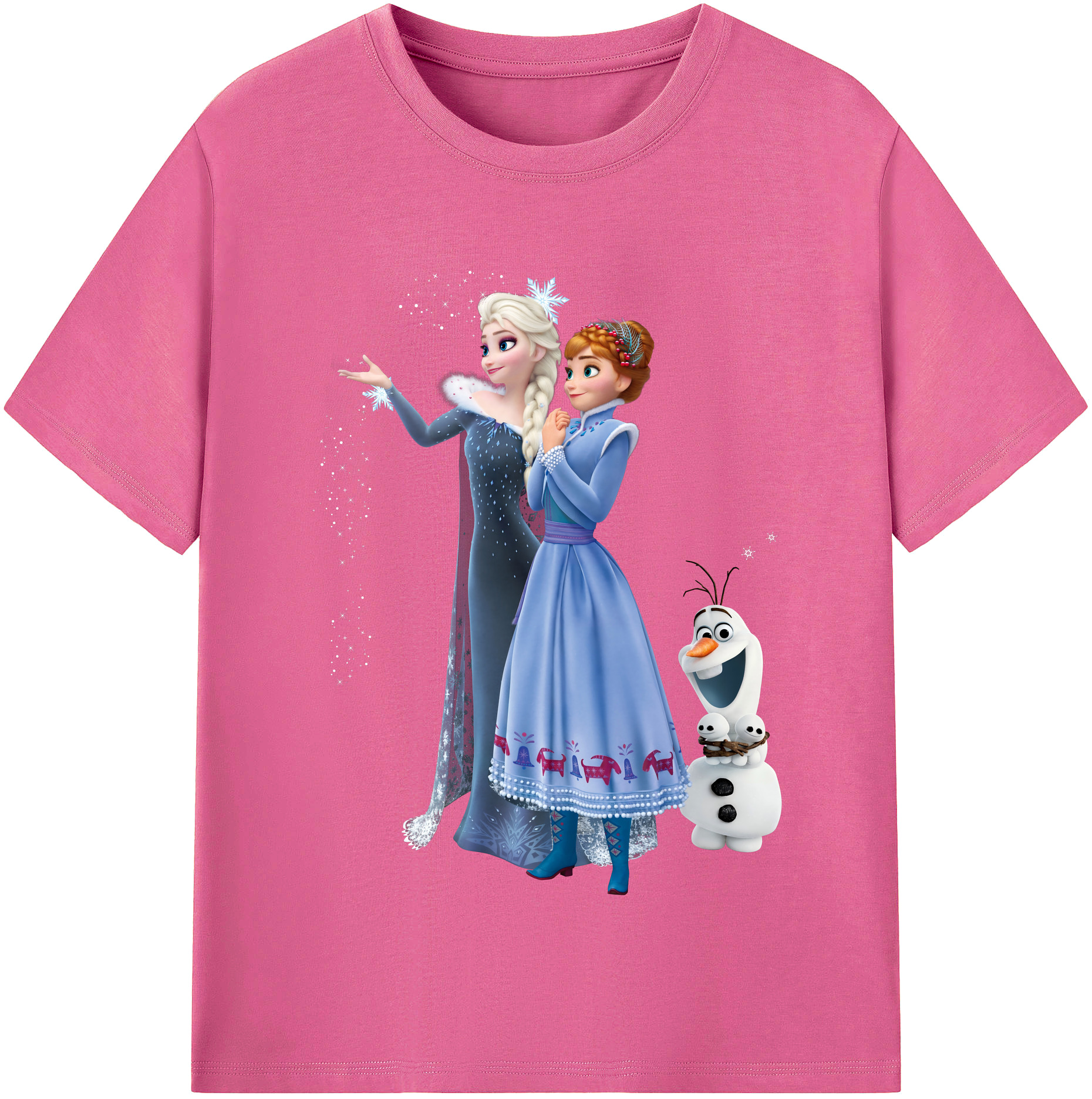 （画像用） アナと雪の女王 アンナ エルサ Frozen Anna Elsa レディースカジュアルプリントTシャツ（綿100％）