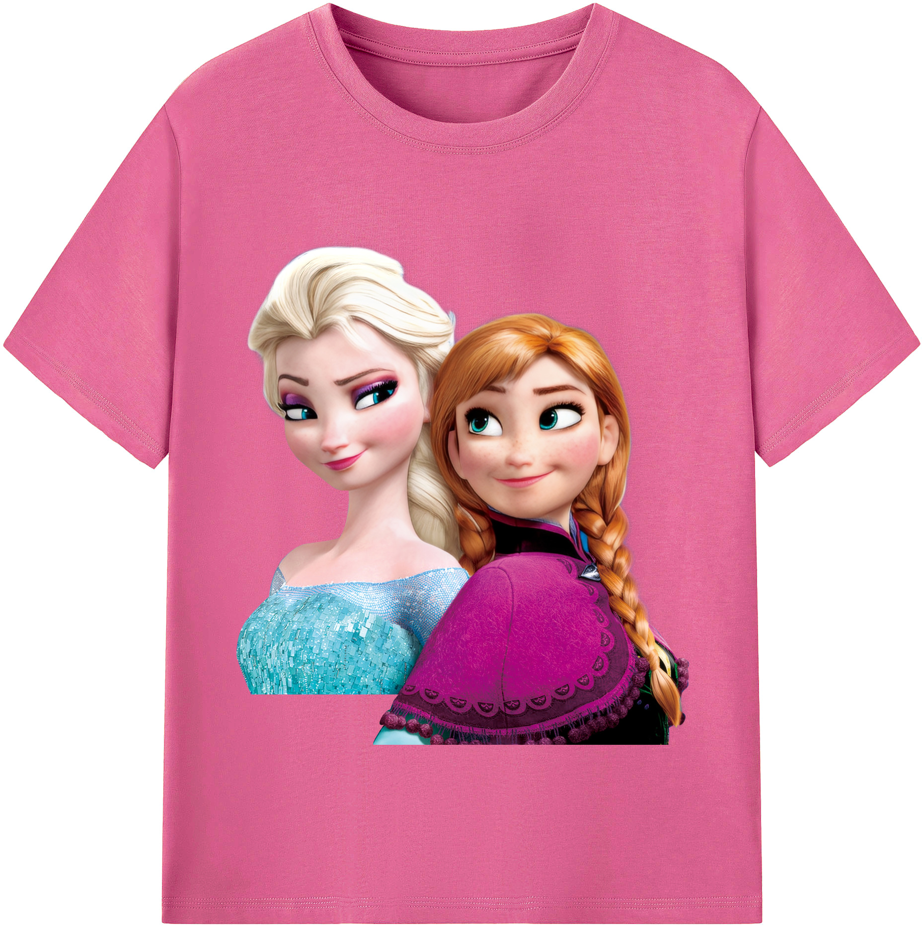 （画像用） アナと雪の女王 アンナ エルサ Frozen Anna Elsa レディースカジュアルプリントTシャツ（綿100％）