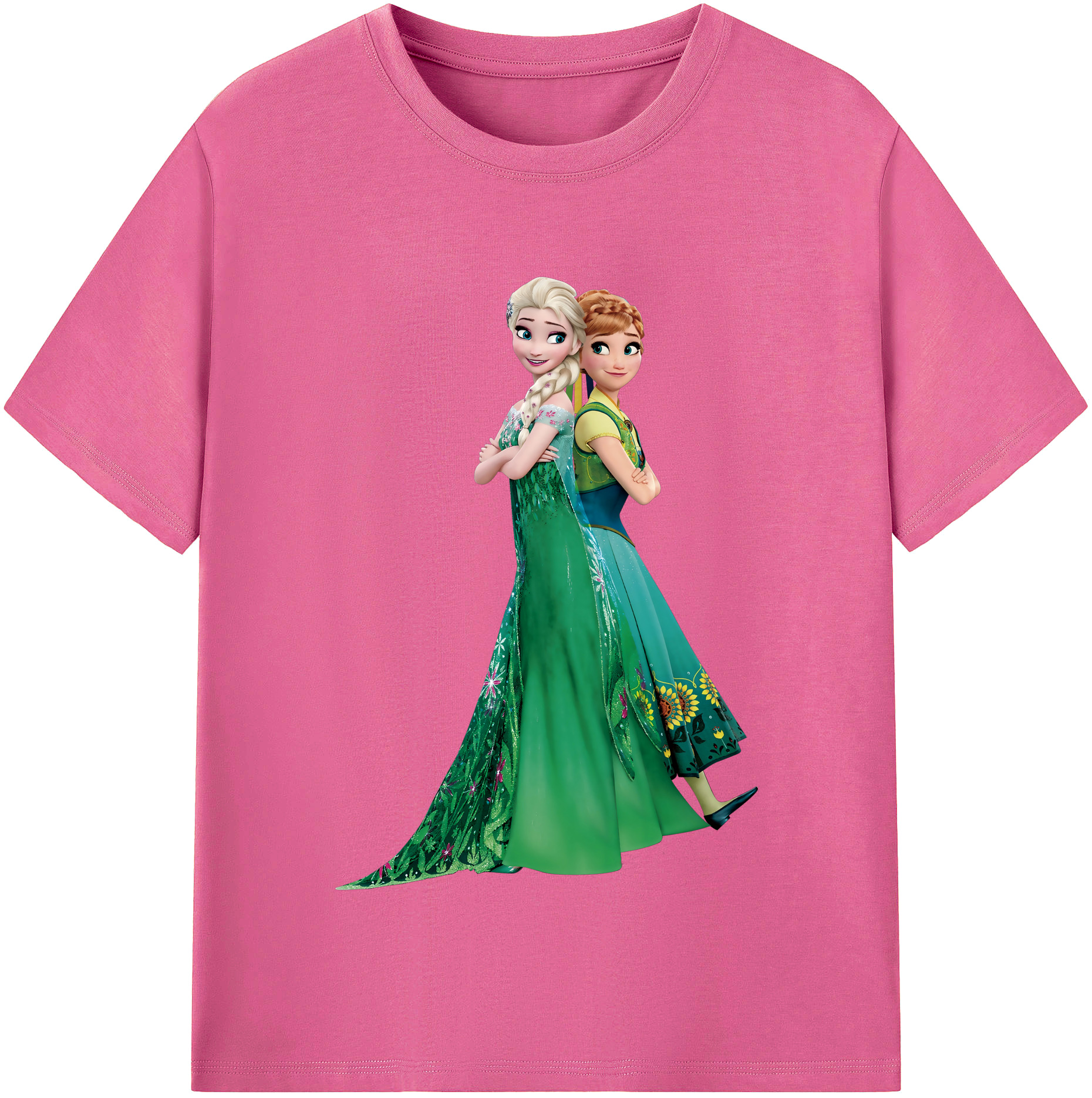 （画像用） アナと雪の女王 アンナ エルサ Frozen Anna Elsa レディースカジュアルプリントTシャツ（綿100％）