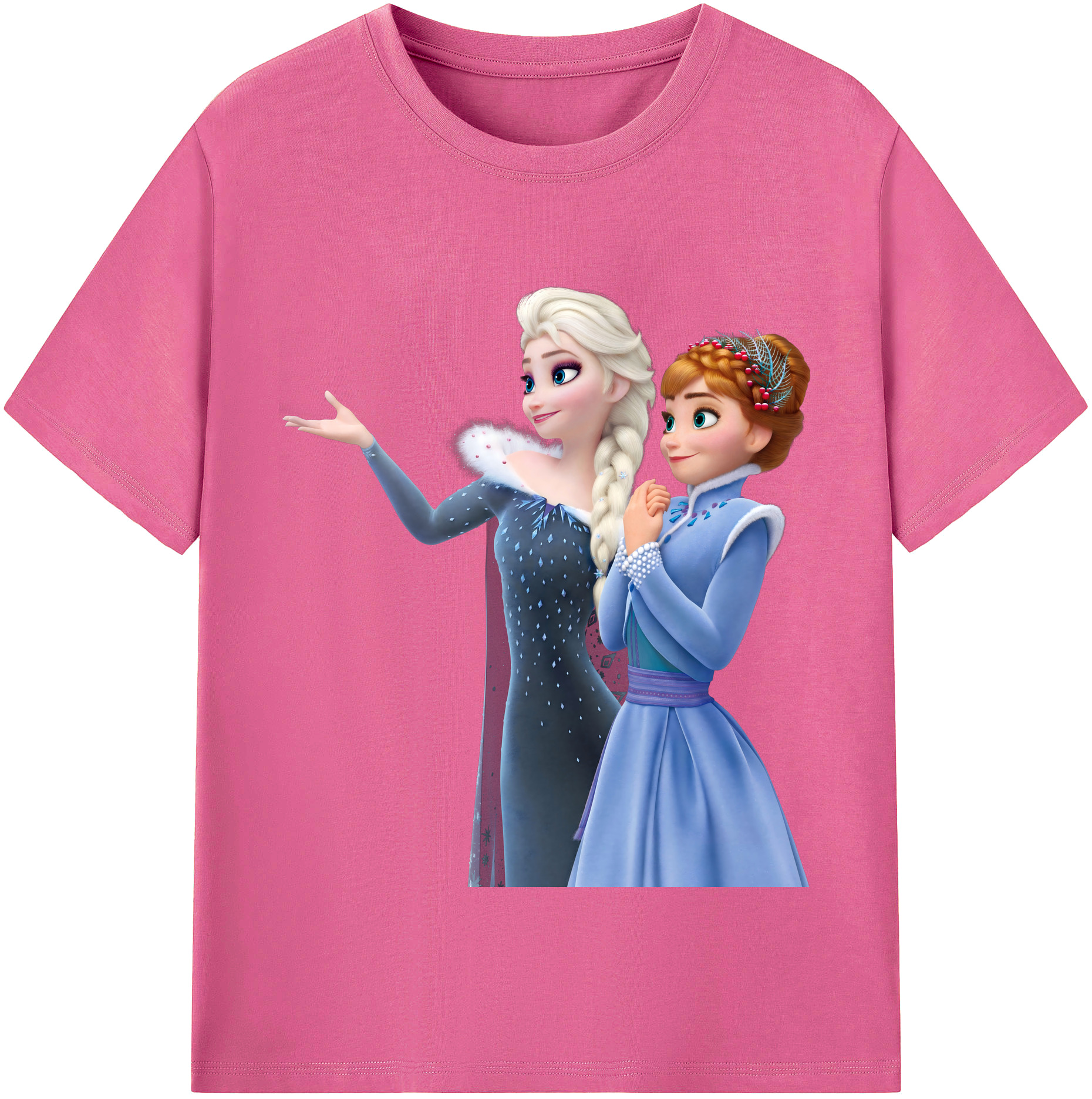 （画像用） アナと雪の女王 アンナ エルサ Frozen Anna Elsa レディースカジュアルプリントTシャツ（綿100％）