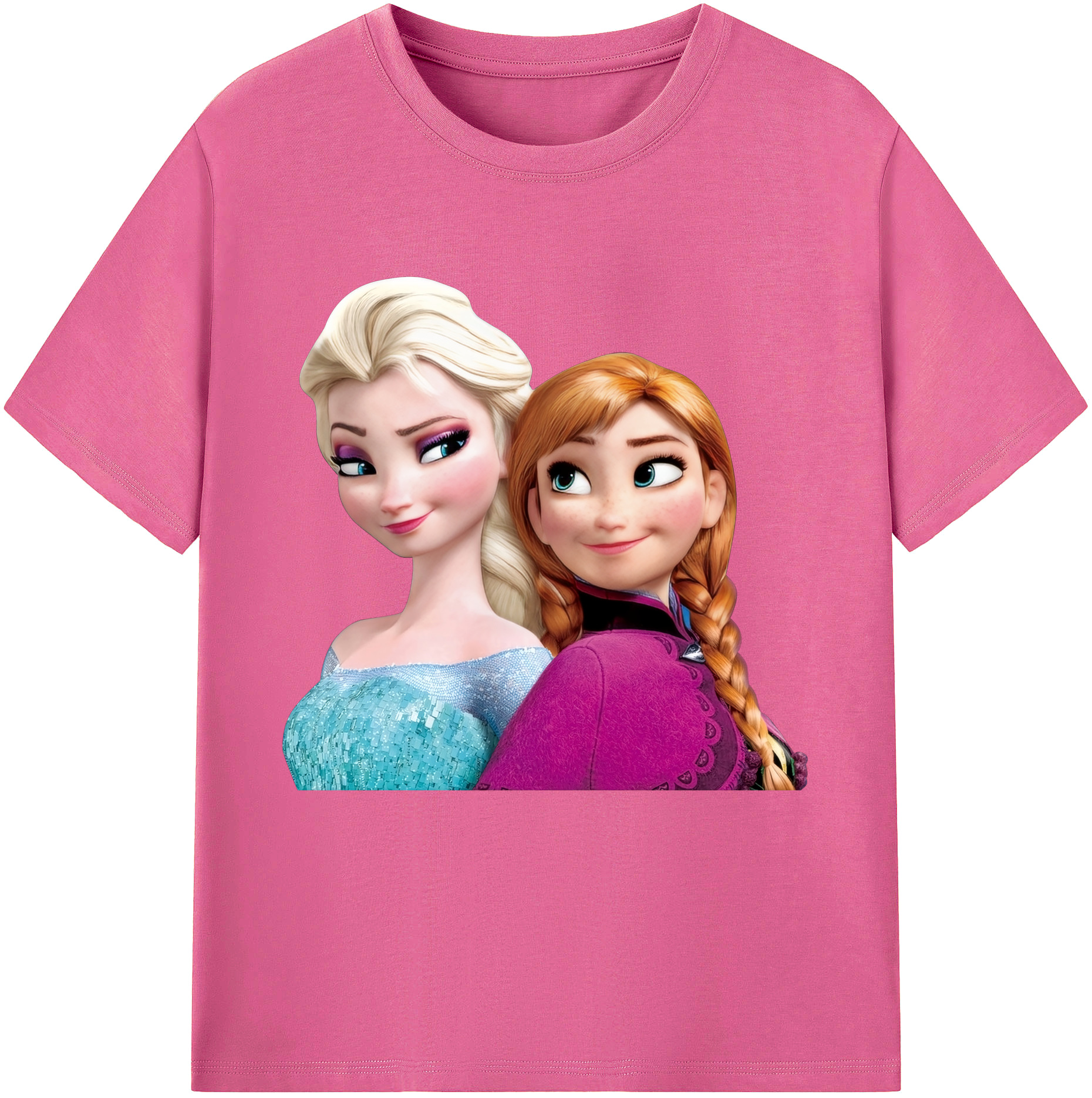 （画像用） アナと雪の女王 アンナ エルサ Frozen Anna Elsa レディースカジュアルプリントTシャツ（綿100％）