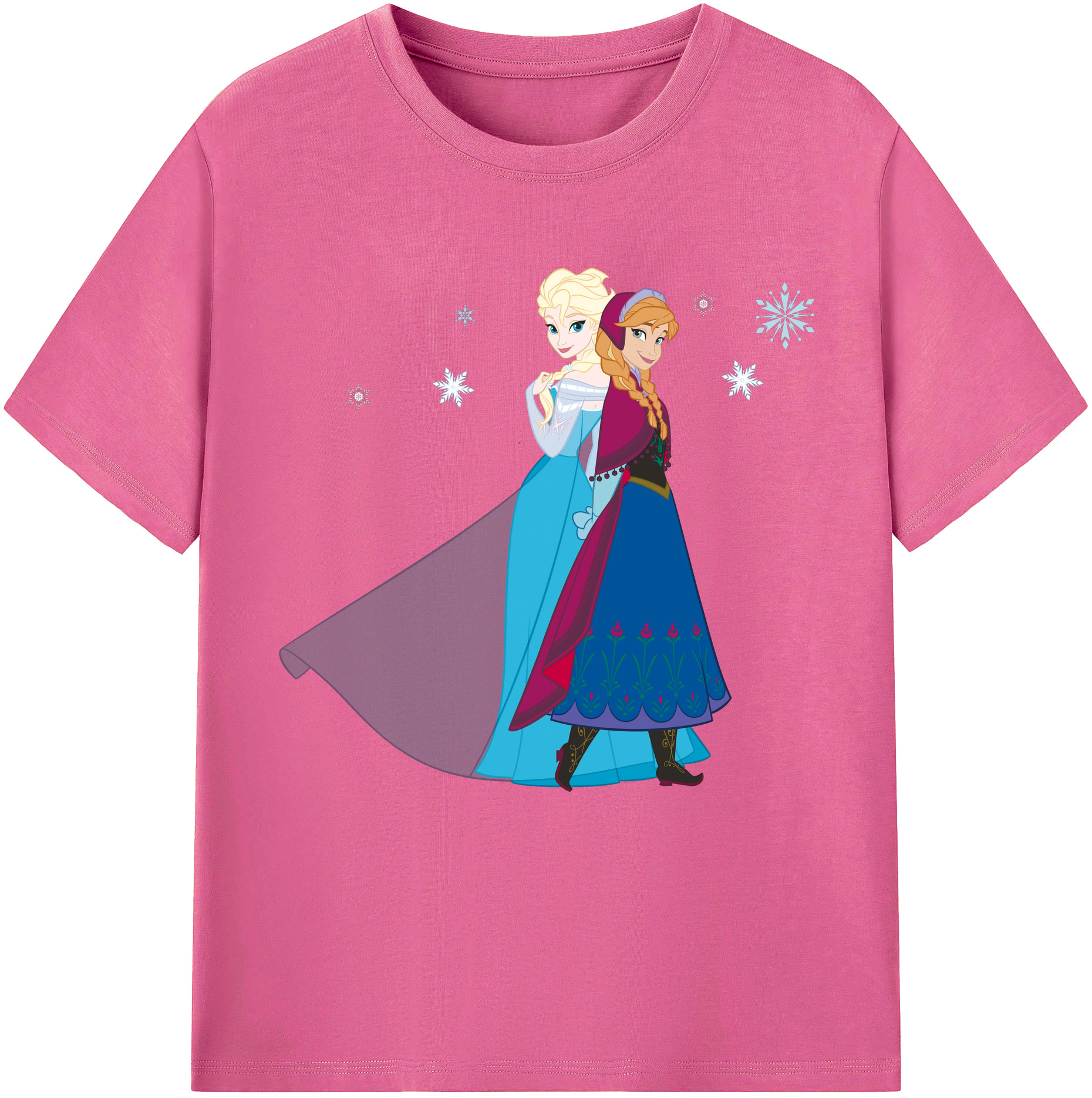 （画像用） アナと雪の女王 アンナ エルサ Frozen Anna Elsa レディースカジュアルプリントTシャツ（綿100％）