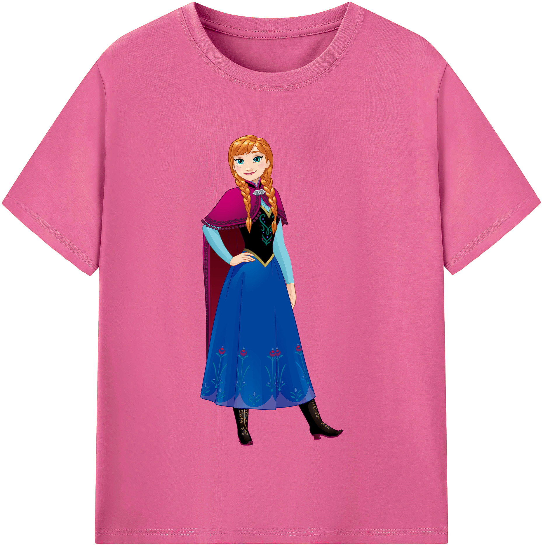 （画像用） アナと雪の女王 アンナ エルサ Frozen Anna Elsa レディースカジュアルプリントTシャツ（綿100％）