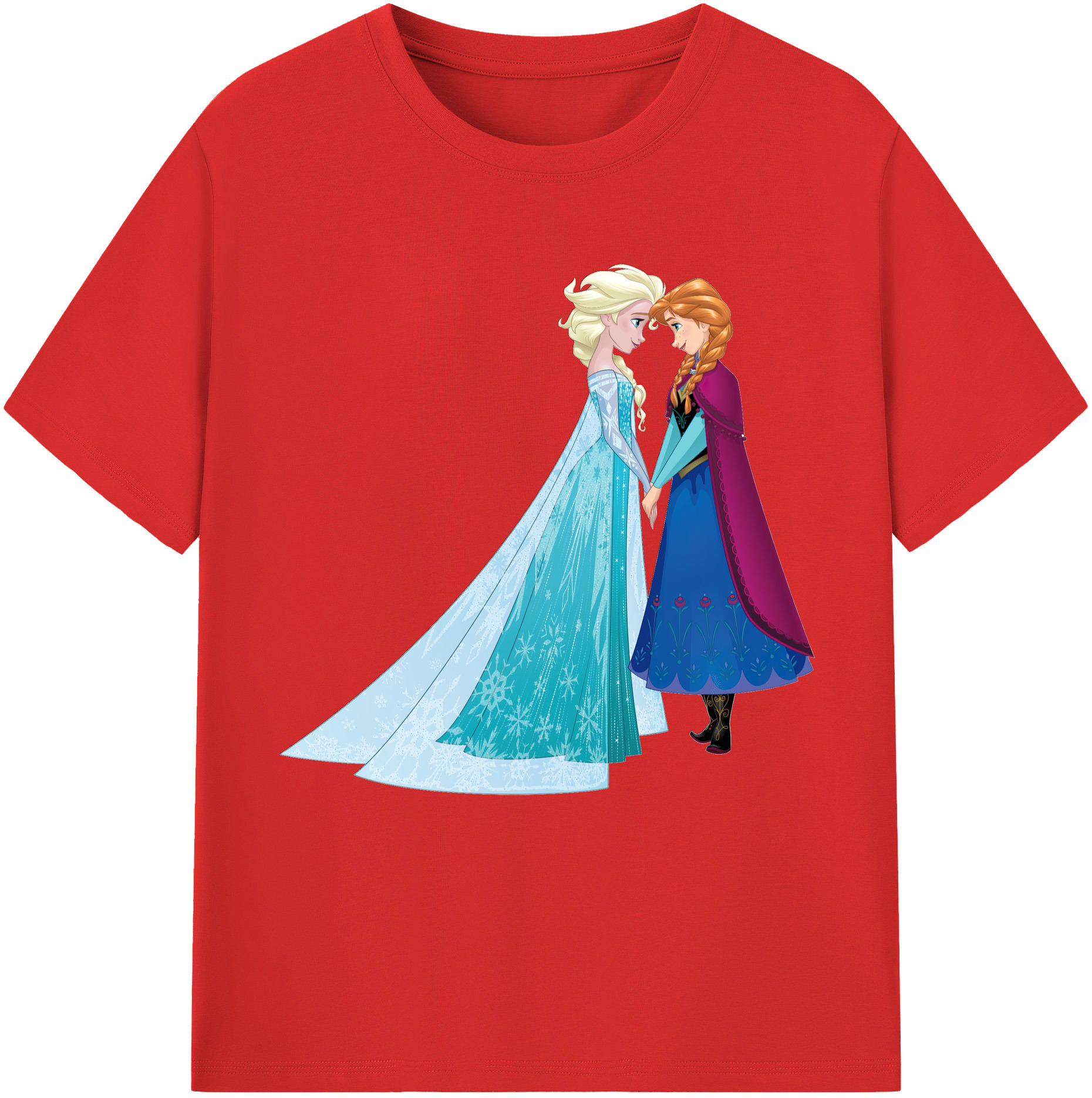 （画像用） アナと雪の女王 アンナ エルサ Frozen Anna Elsa レディースカジュアルプリントTシャツ（綿100％）