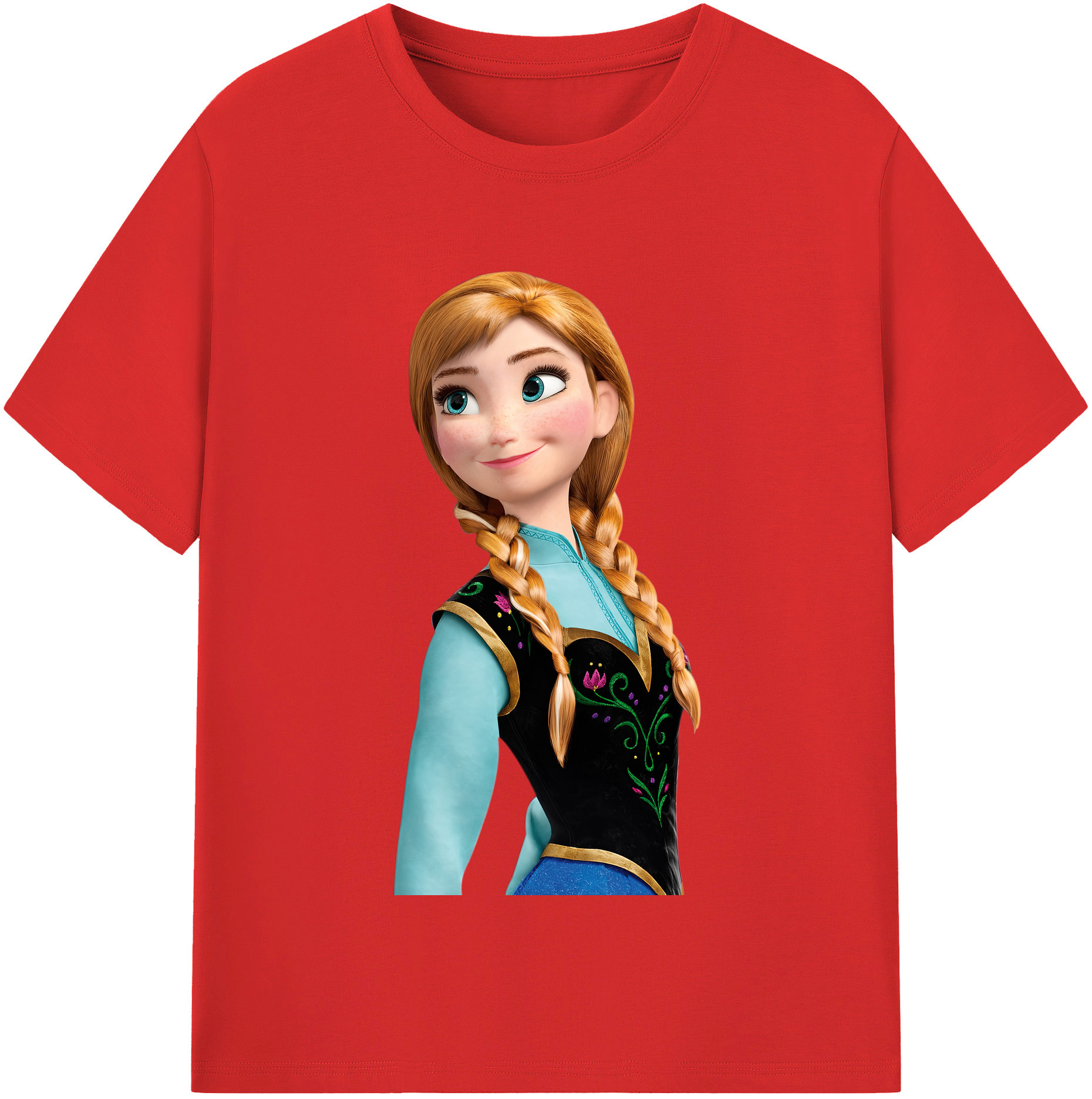 （画像用） アナと雪の女王 アンナ エルサ Frozen Anna Elsa レディースカジュアルプリントTシャツ（綿100％）