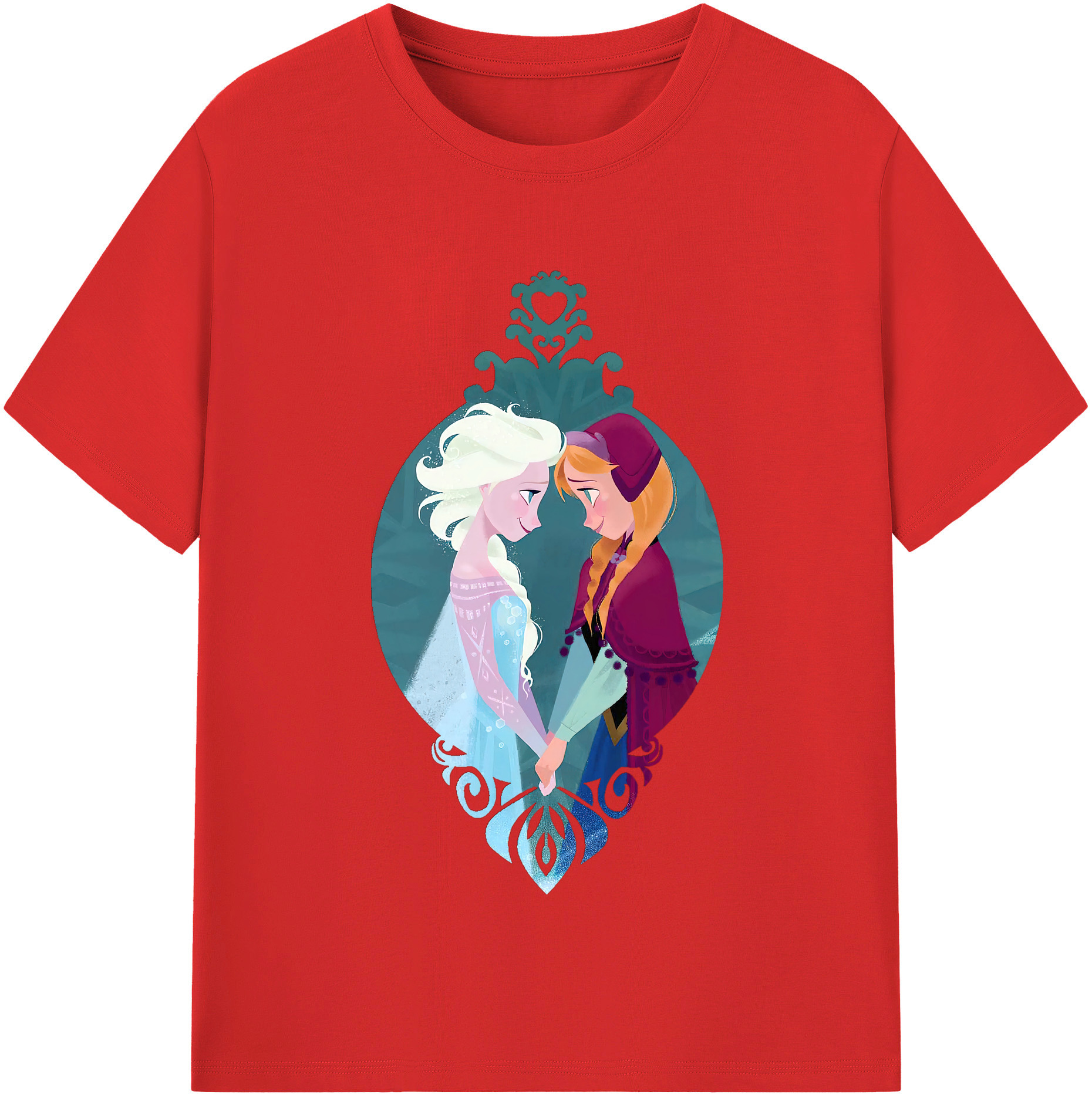 （画像用） アナと雪の女王 アンナ エルサ Frozen Anna Elsa レディースカジュアルプリントTシャツ（綿100％）
