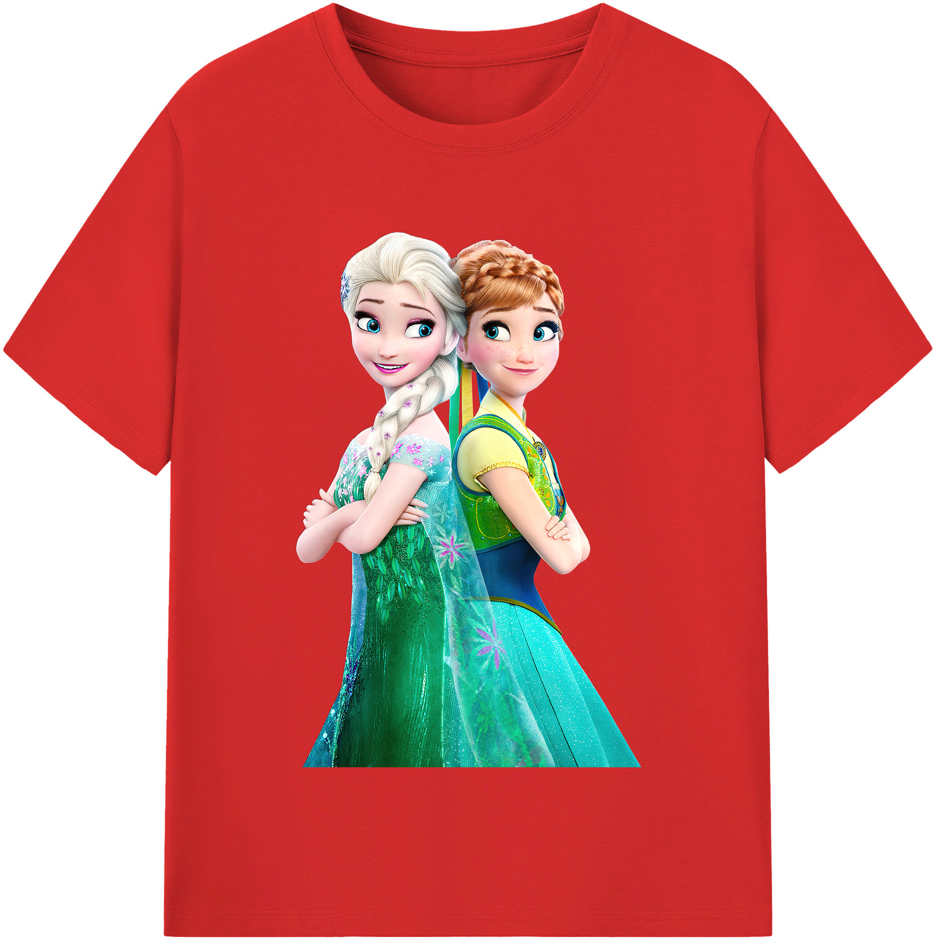 （画像用） アナと雪の女王 アンナ エルサ Frozen Anna Elsa レディースカジュアルプリントTシャツ（綿100％）