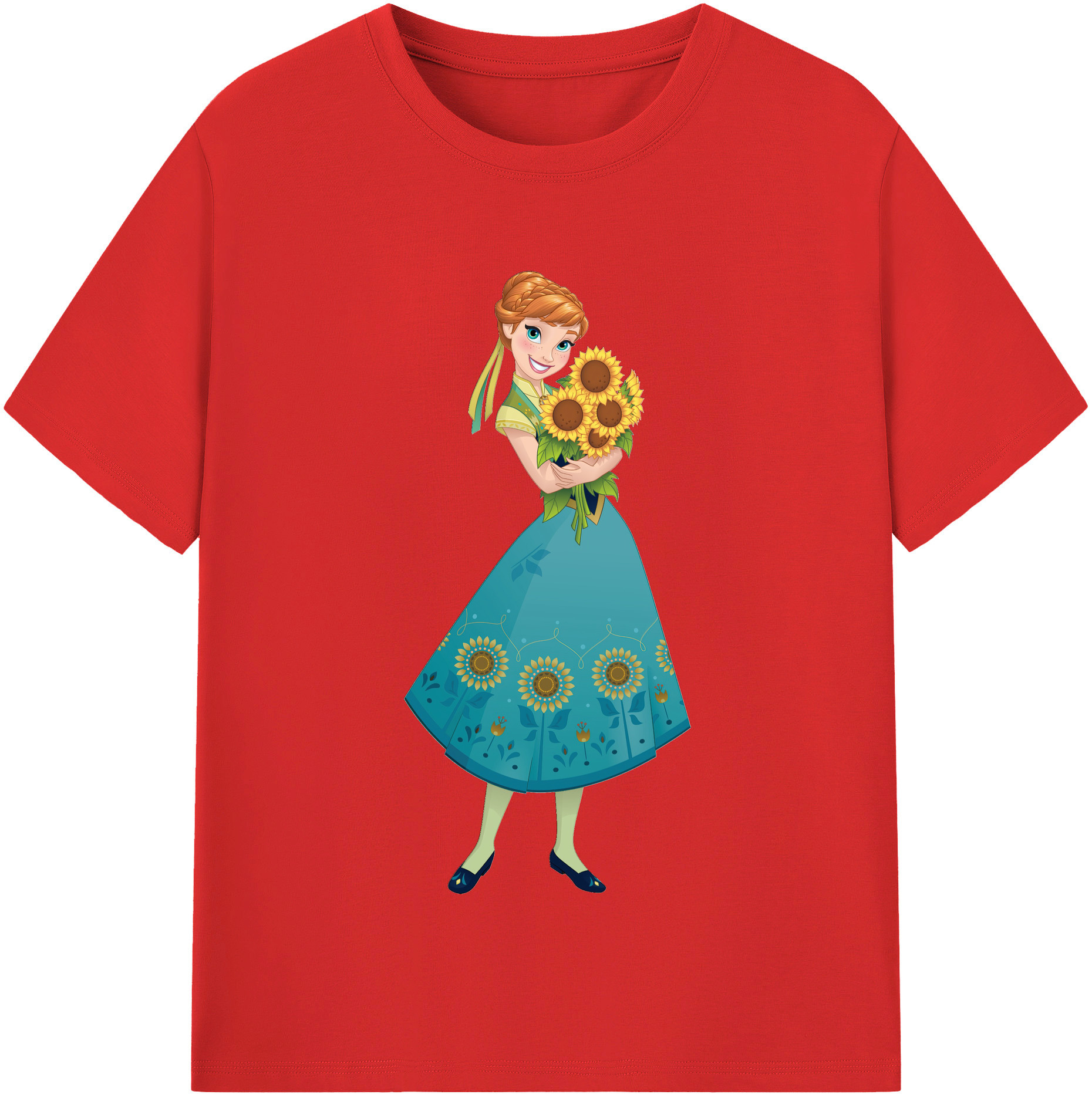 （画像用） アナと雪の女王 アンナ エルサ Frozen Anna Elsa レディースカジュアルプリントTシャツ（綿100％）