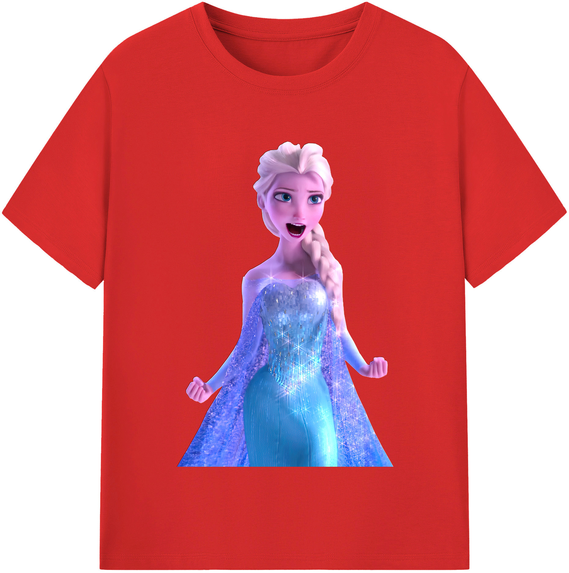 （画像用） アナと雪の女王 アンナ エルサ Frozen Anna Elsa レディースカジュアルプリントTシャツ（綿100％）