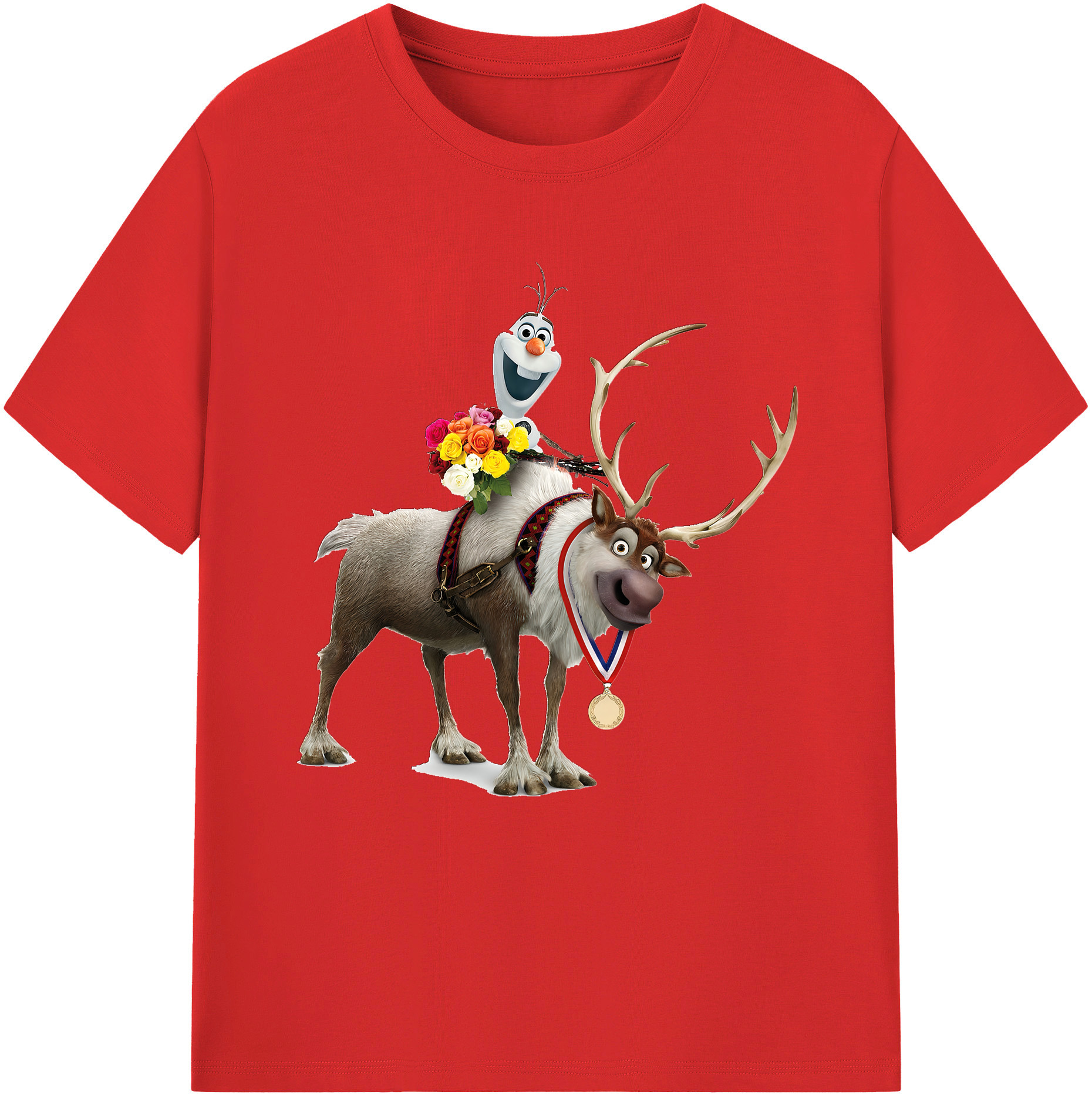 （画像用） アナと雪の女王 アンナ エルサ Frozen Anna Elsa レディースカジュアルプリントTシャツ（綿100％）