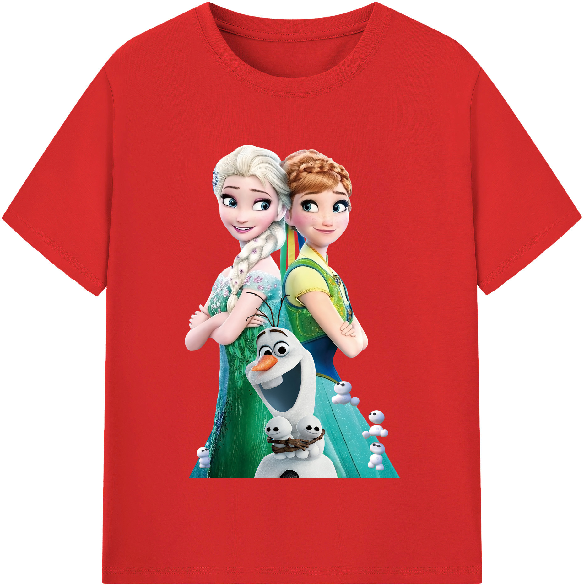 （画像用） アナと雪の女王 アンナ エルサ Frozen Anna Elsa レディースカジュアルプリントTシャツ（綿100％）