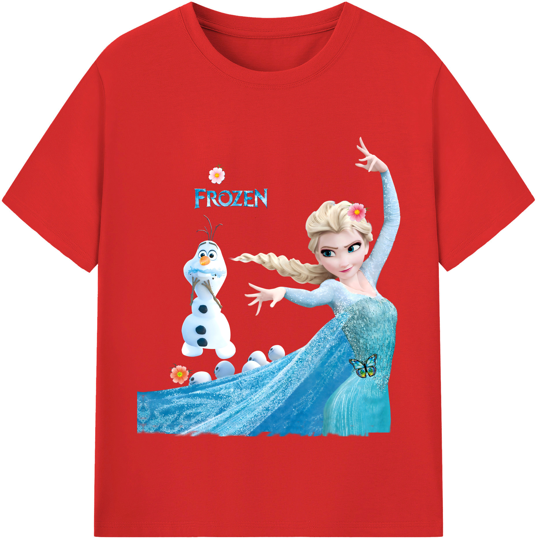 （画像用） アナと雪の女王 アンナ エルサ Frozen Anna Elsa レディースカジュアルプリントTシャツ（綿100％）