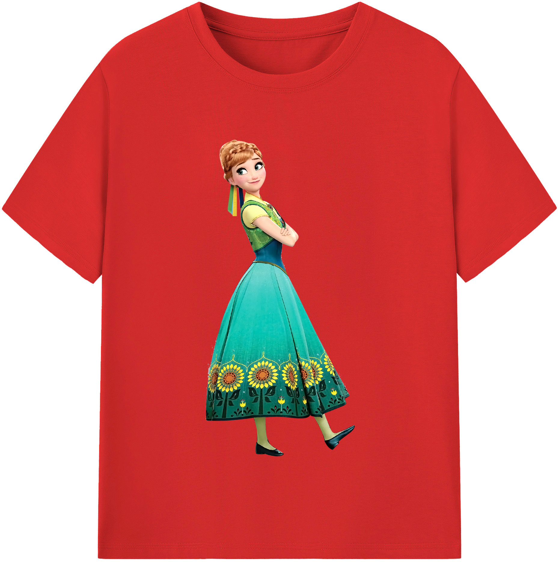 （画像用） アナと雪の女王 アンナ エルサ Frozen Anna Elsa レディースカジュアルプリントTシャツ（綿100％）