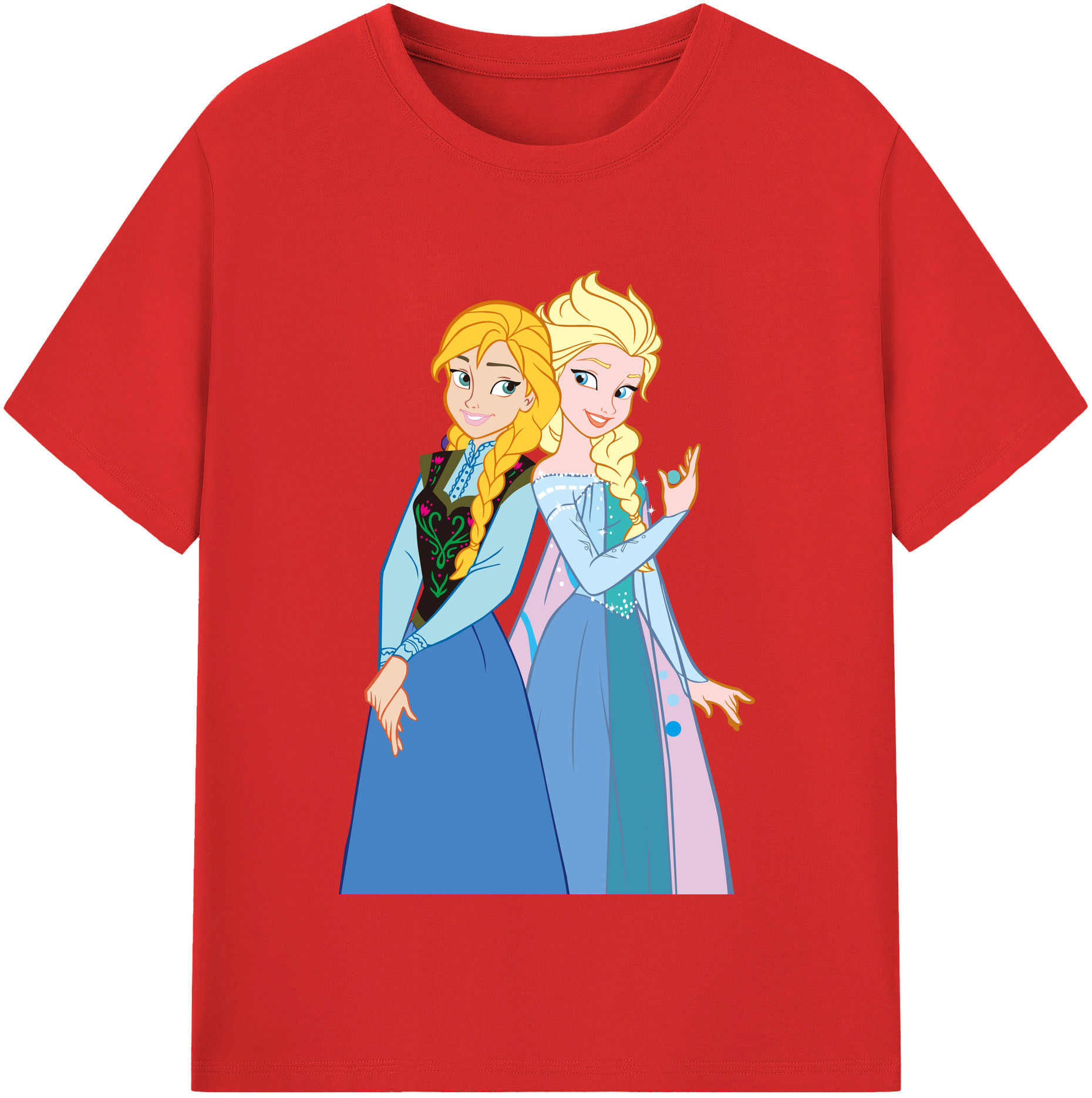 （画像用） アナと雪の女王 アンナ エルサ Frozen Anna Elsa レディースカジュアルプリントTシャツ（綿100％）
