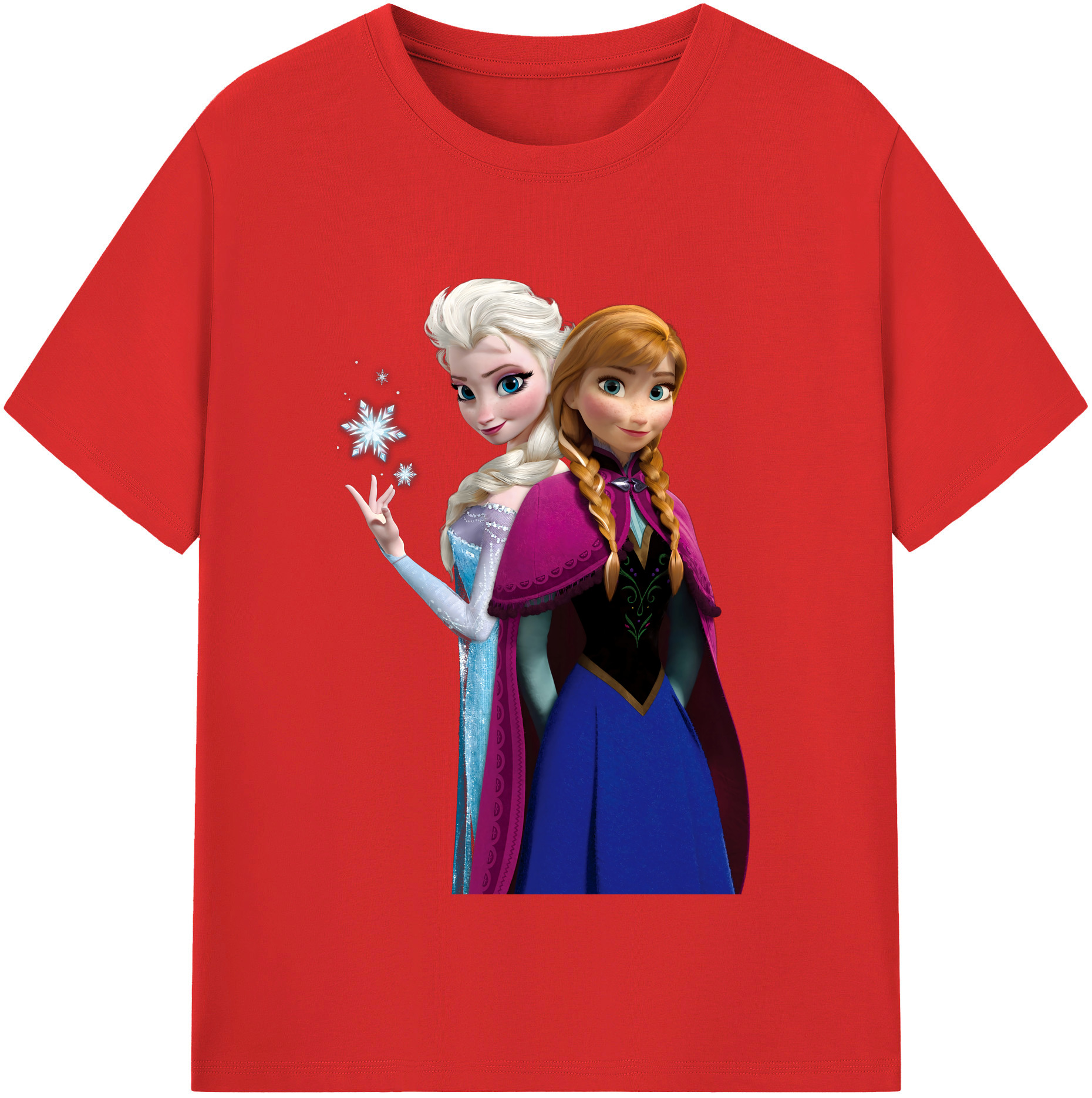 （画像用） アナと雪の女王 アンナ エルサ Frozen Anna Elsa レディースカジュアルプリントTシャツ（綿100％）