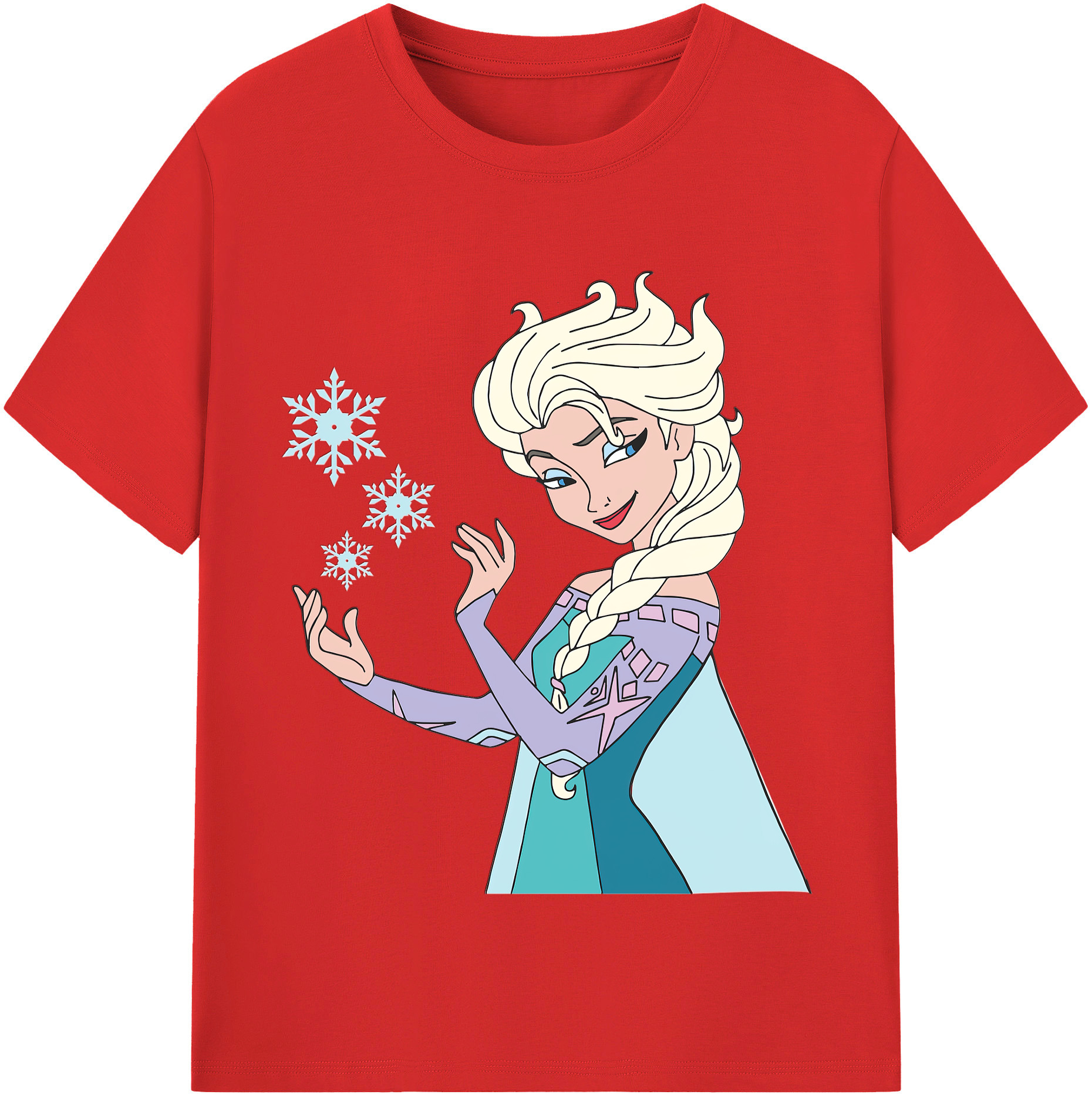 （画像用） アナと雪の女王 アンナ エルサ Frozen Anna Elsa レディースカジュアルプリントTシャツ（綿100％）