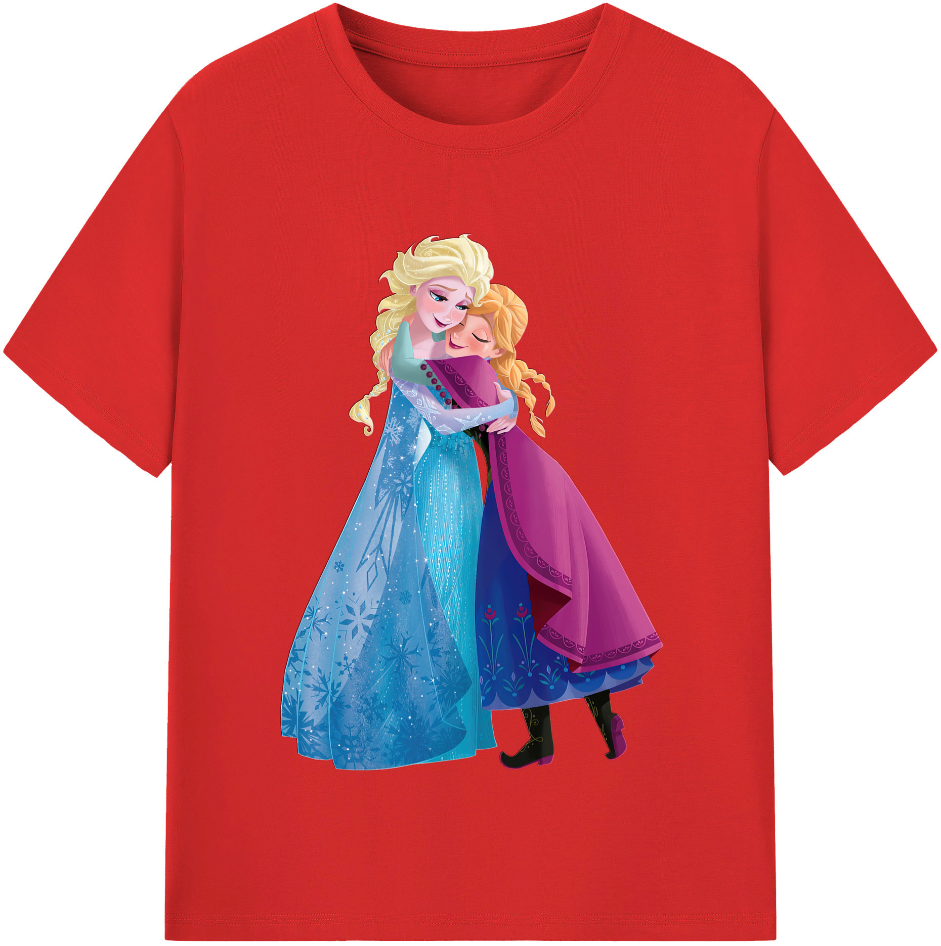 （画像用） アナと雪の女王 アンナ エルサ Frozen Anna Elsa レディースカジュアルプリントTシャツ（綿100％）
