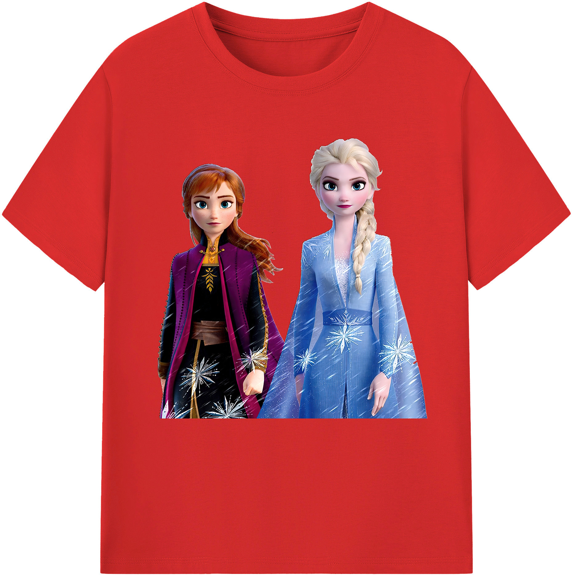 （画像用） アナと雪の女王 アンナ エルサ Frozen Anna Elsa レディースカジュアルプリントTシャツ（綿100％）