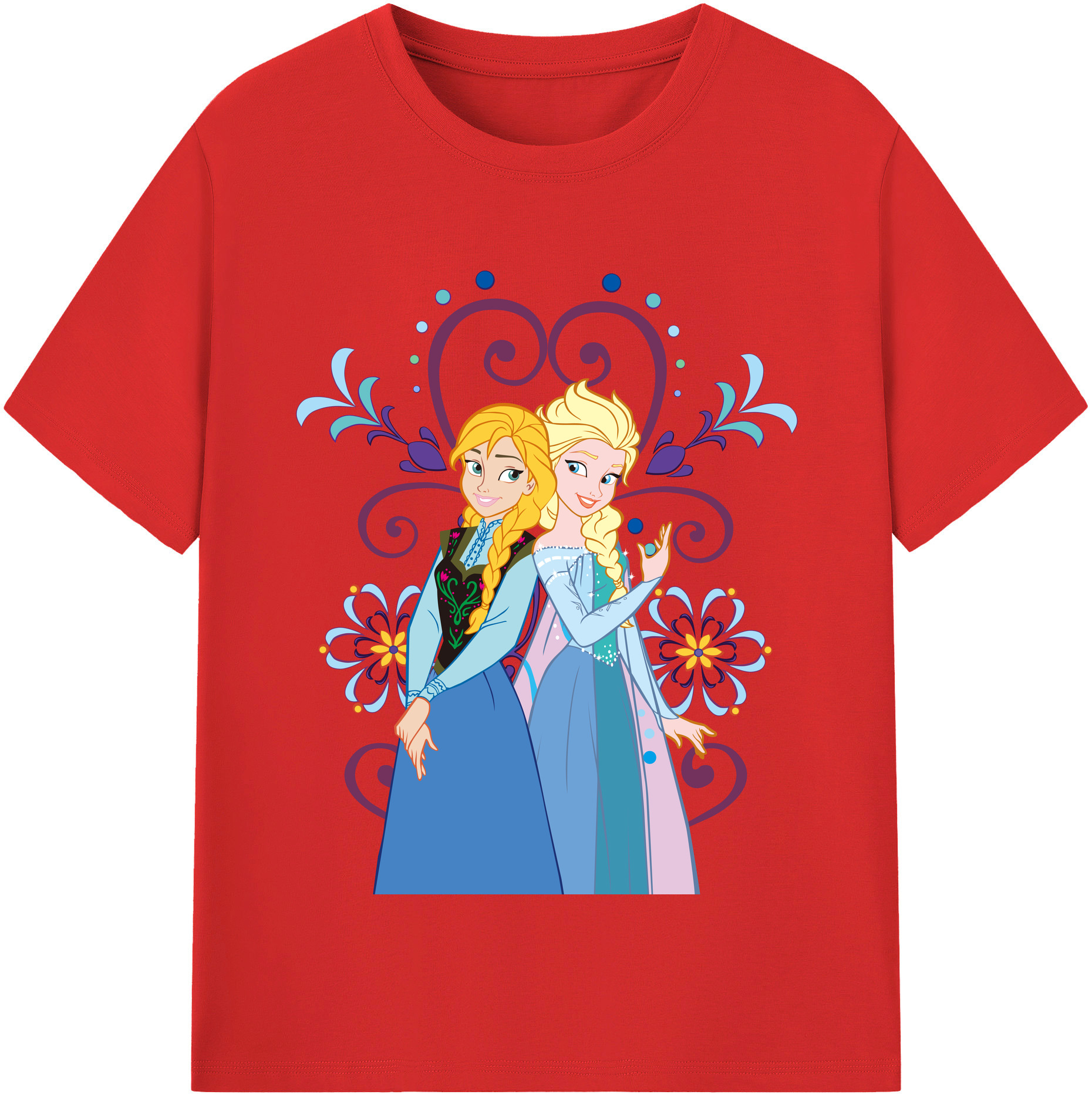 （画像用） アナと雪の女王 アンナ エルサ Frozen Anna Elsa レディースカジュアルプリントTシャツ（綿100％）