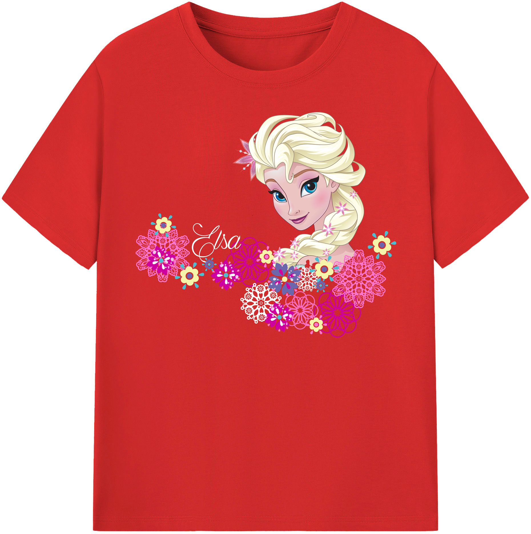 （画像用） アナと雪の女王 アンナ エルサ Frozen Anna Elsa レディースカジュアルプリントTシャツ（綿100％）
