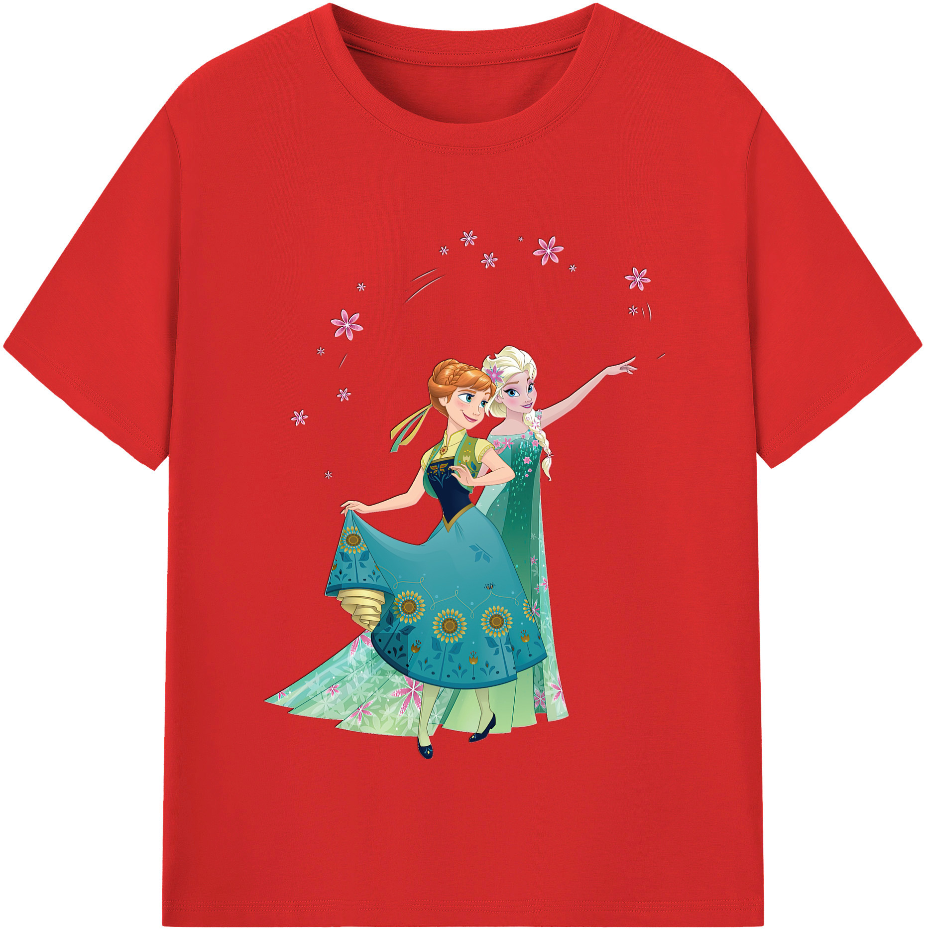 （画像用） アナと雪の女王 アンナ エルサ Frozen Anna Elsa レディースカジュアルプリントTシャツ（綿100％）