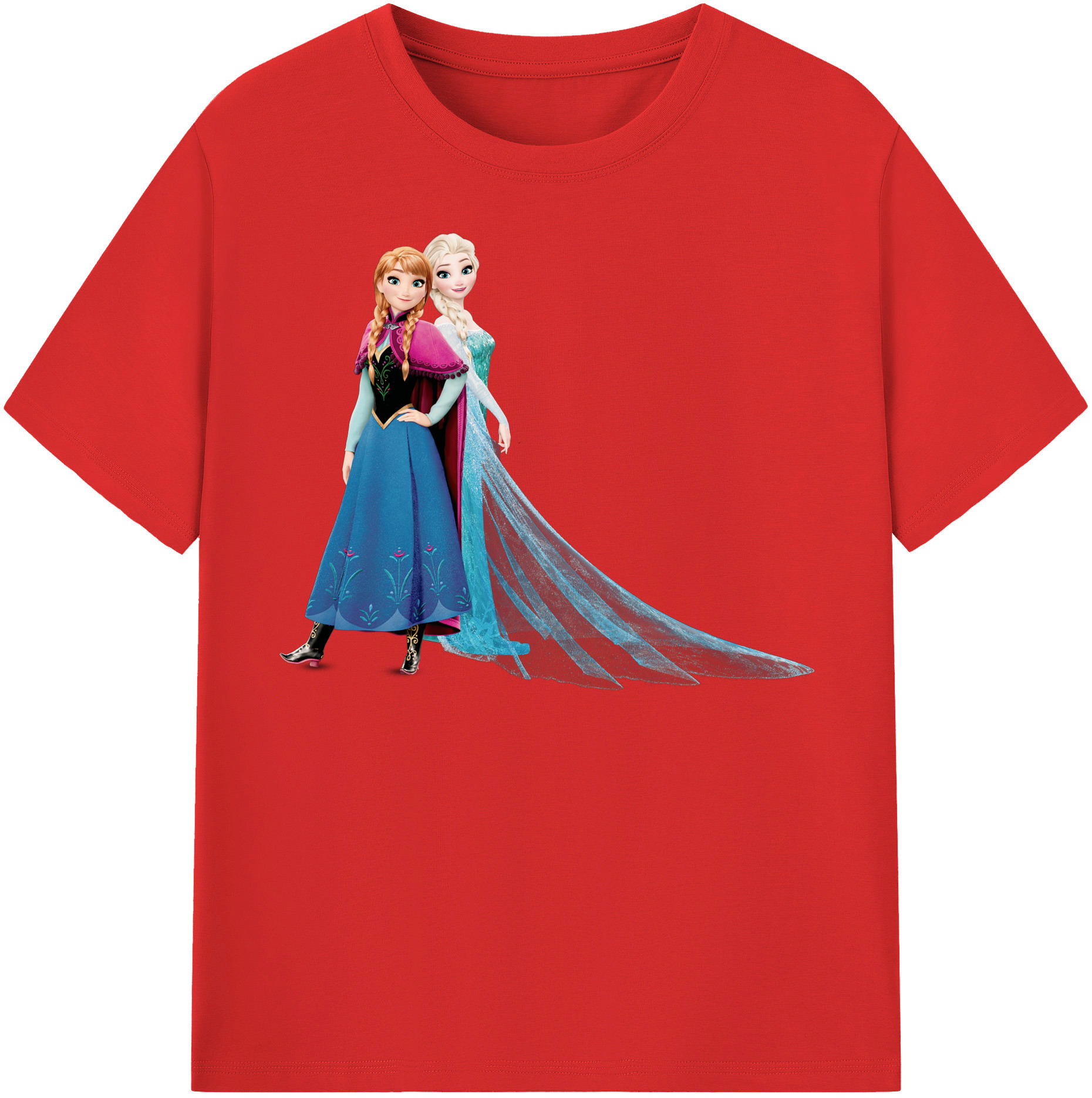 （画像用） アナと雪の女王 アンナ エルサ Frozen Anna Elsa レディースカジュアルプリントTシャツ（綿100％）