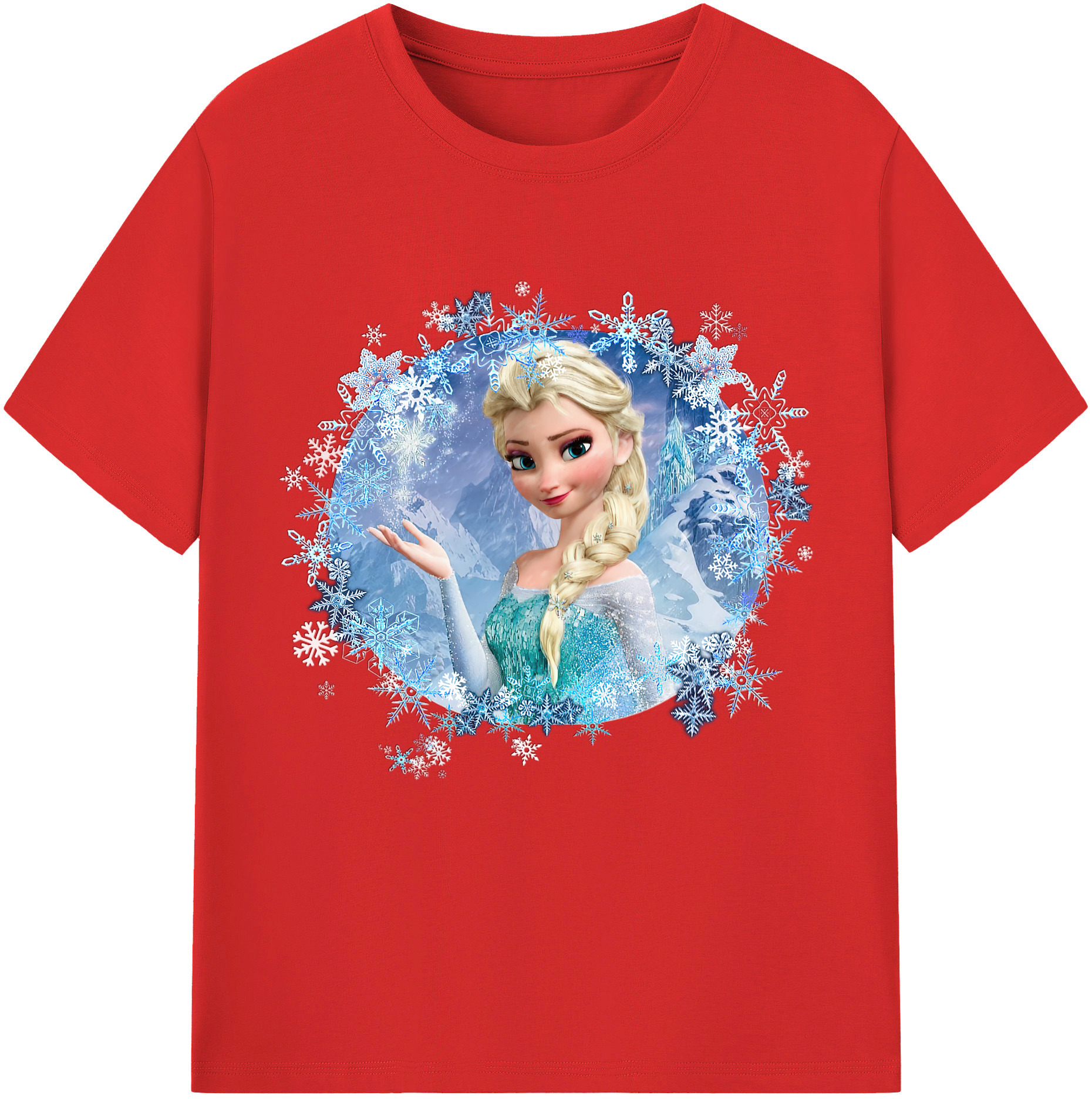 （画像用） アナと雪の女王 アンナ エルサ Frozen Anna Elsa レディースカジュアルプリントTシャツ（綿100％）