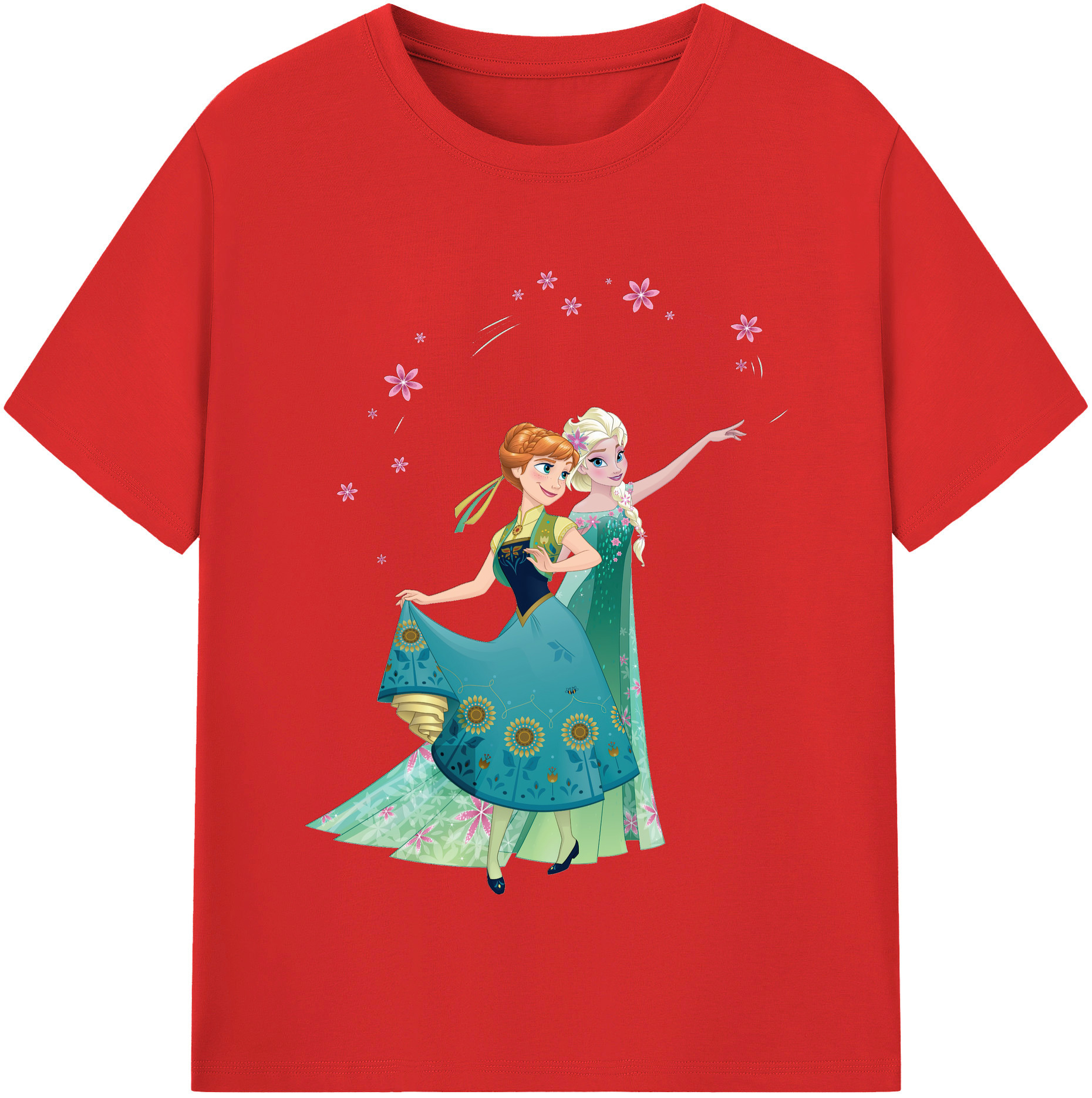 （画像用） アナと雪の女王 アンナ エルサ Frozen Anna Elsa レディースカジュアルプリントTシャツ（綿100％）