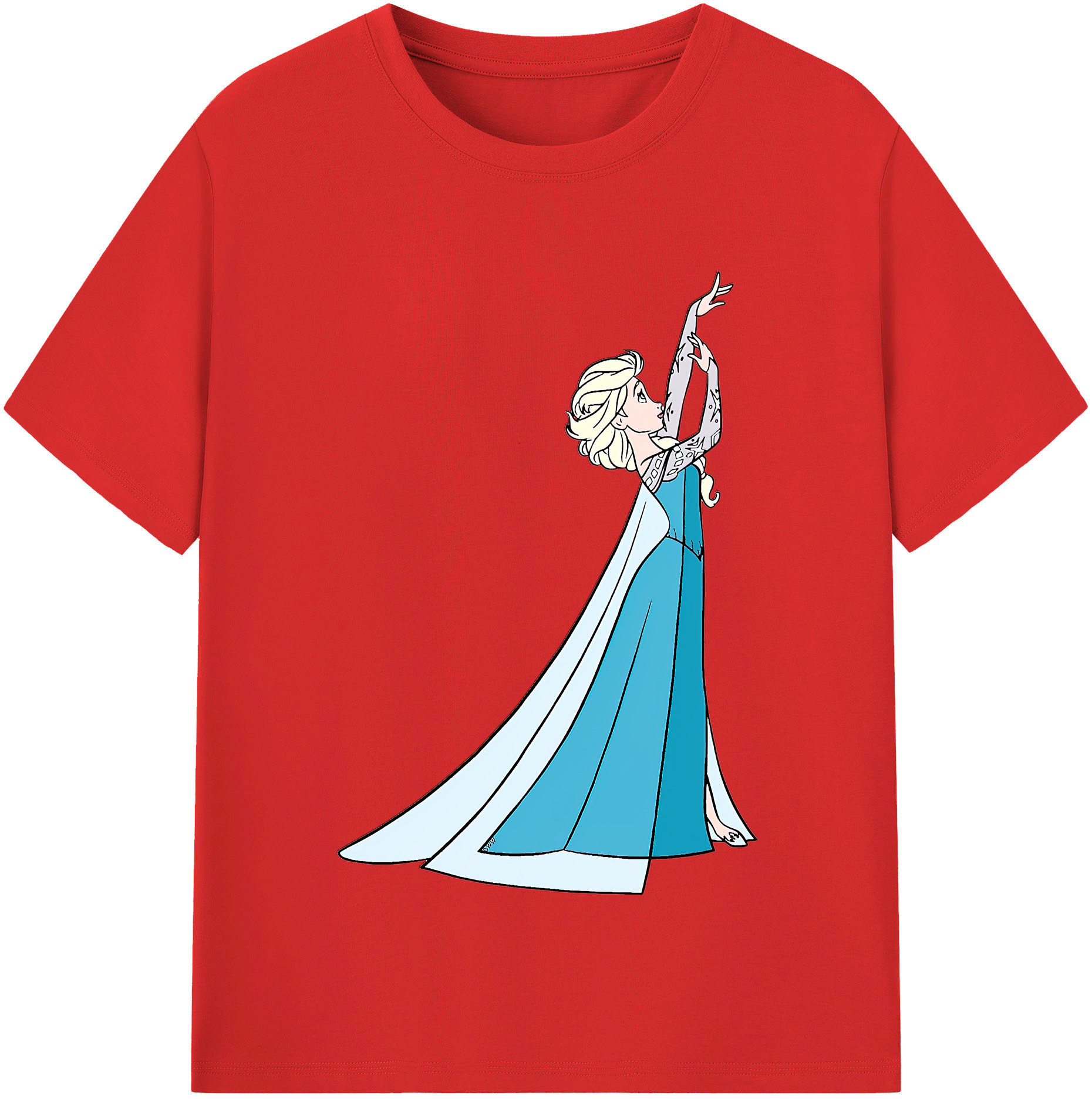（画像用） アナと雪の女王 アンナ エルサ Frozen Anna Elsa レディースカジュアルプリントTシャツ（綿100％）