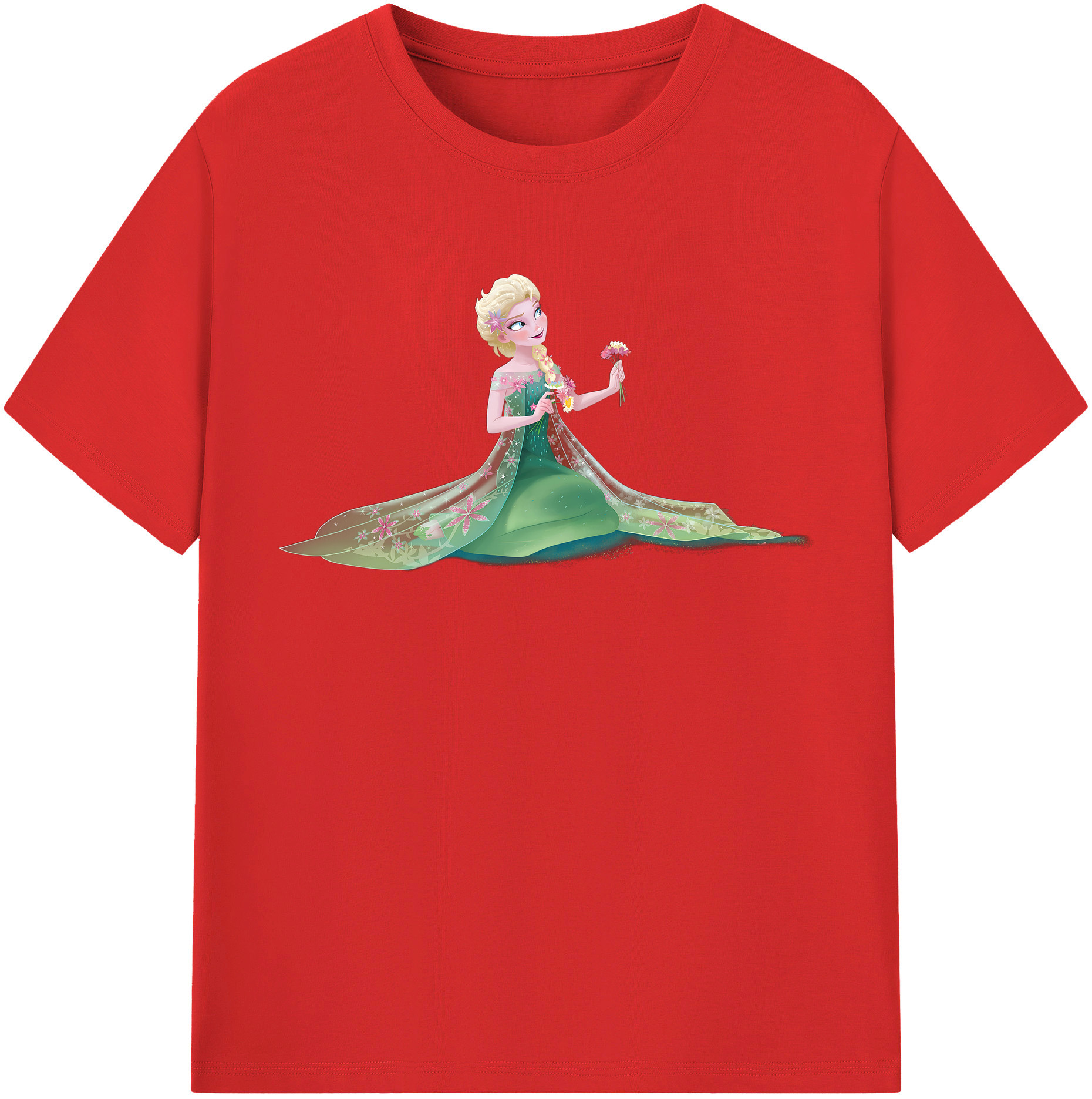 （画像用） アナと雪の女王 アンナ エルサ Frozen Anna Elsa レディースカジュアルプリントTシャツ（綿100％）