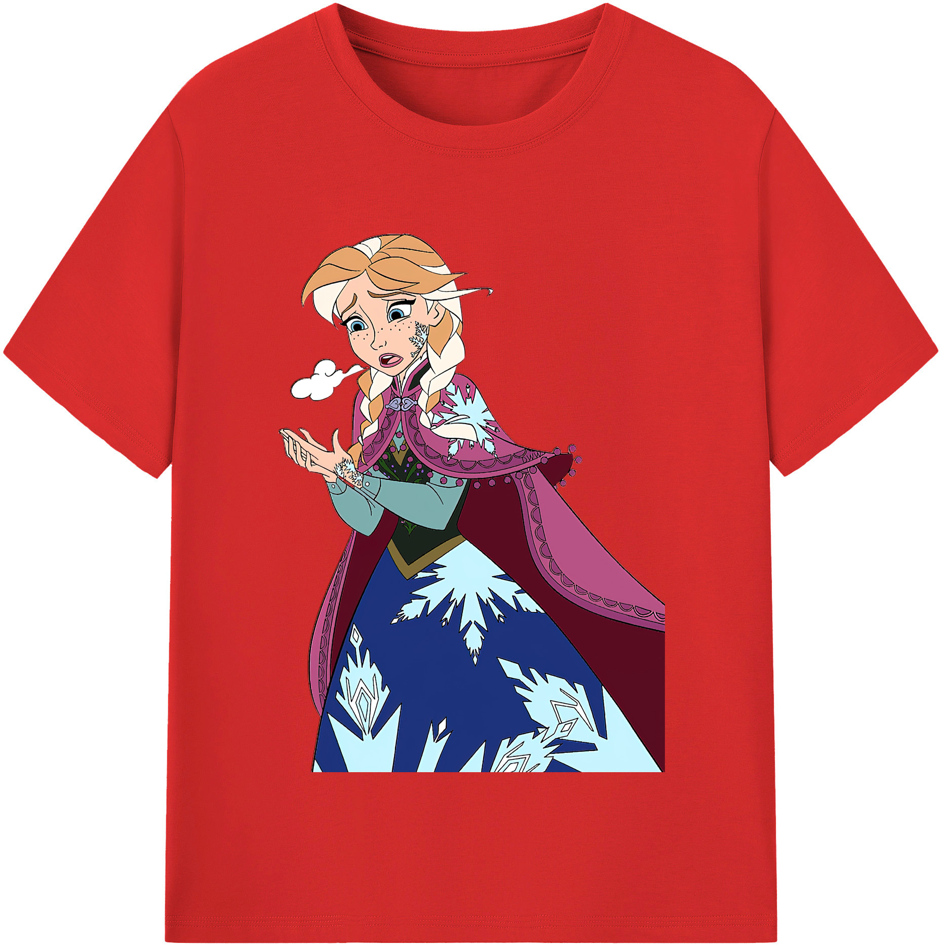 （画像用） アナと雪の女王 アンナ エルサ Frozen Anna Elsa レディースカジュアルプリントTシャツ（綿100％）