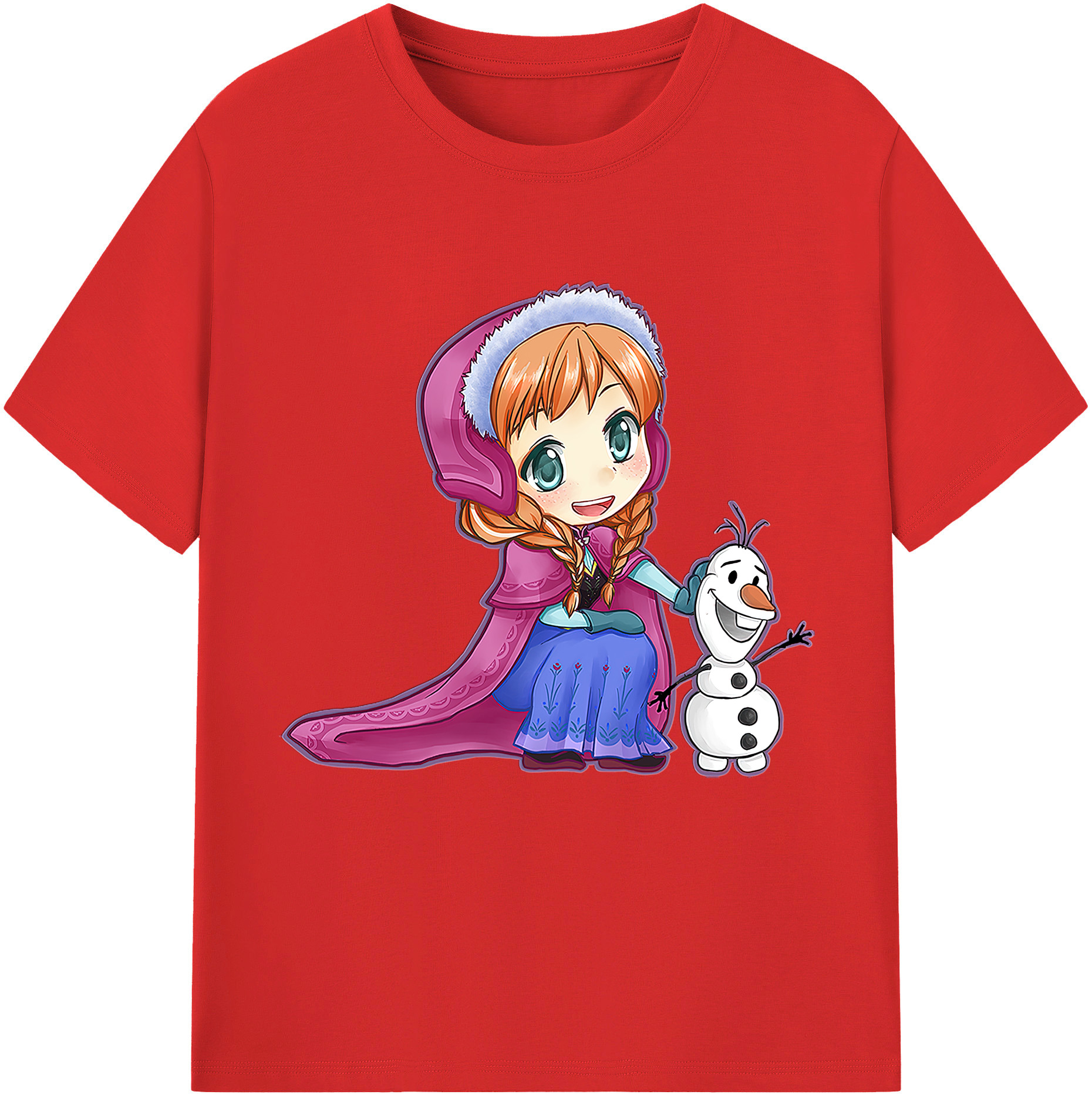 （画像用） アナと雪の女王 アンナ エルサ Frozen Anna Elsa レディースカジュアルプリントTシャツ（綿100％）