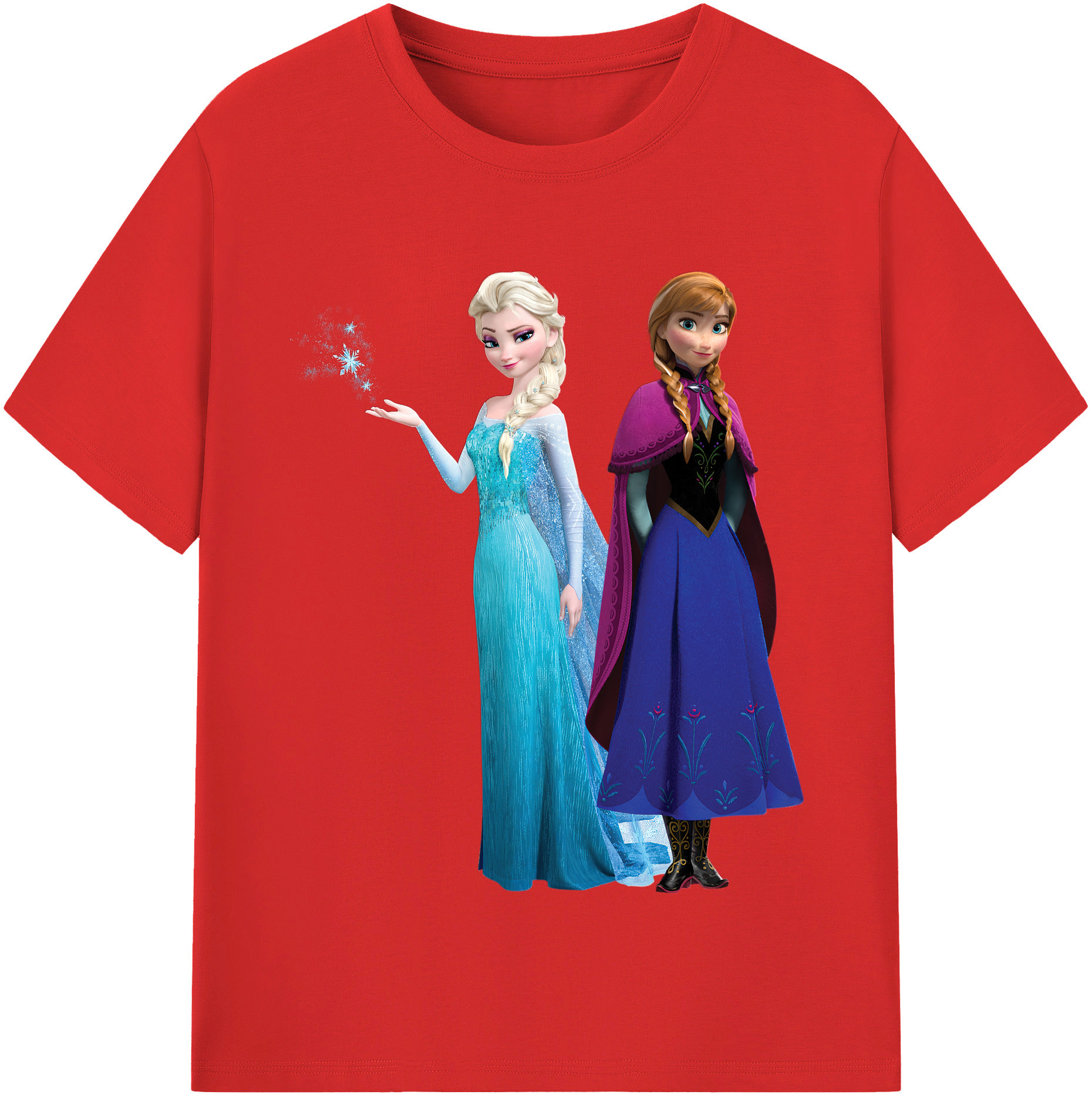 （画像用） アナと雪の女王 アンナ エルサ Frozen Anna Elsa レディースカジュアルプリントTシャツ（綿100％）