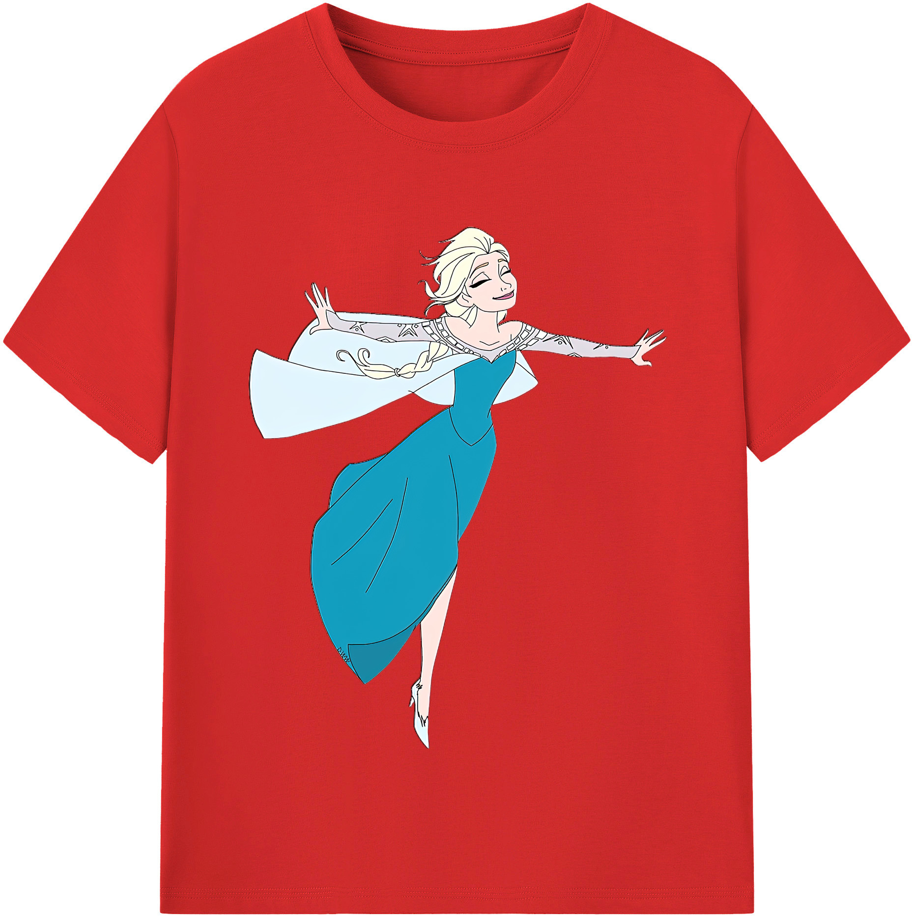 （画像用） アナと雪の女王 アンナ エルサ Frozen Anna Elsa レディースカジュアルプリントTシャツ（綿100％）