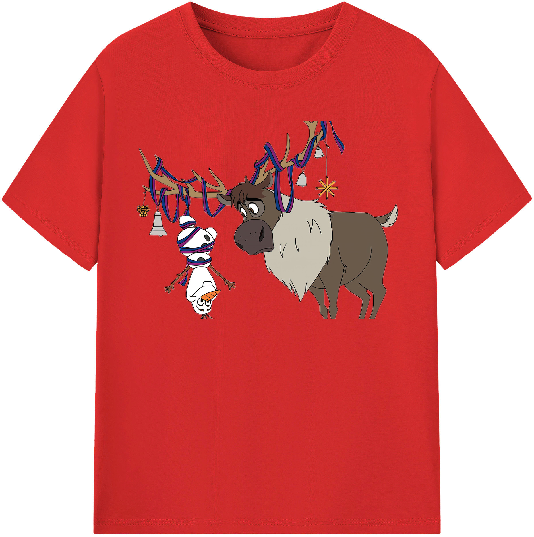 （画像用） アナと雪の女王 アンナ エルサ Frozen Anna Elsa レディースカジュアルプリントTシャツ（綿100％）