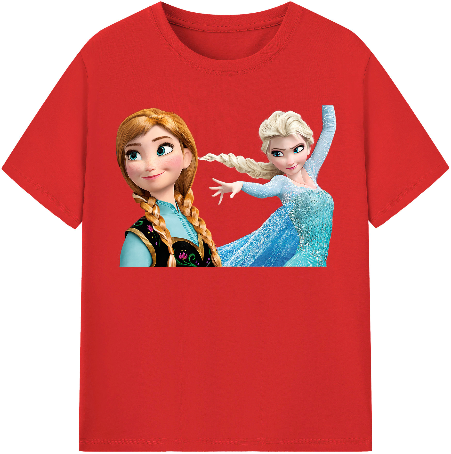 （画像用） アナと雪の女王 アンナ エルサ Frozen Anna Elsa レディースカジュアルプリントTシャツ（綿100％）