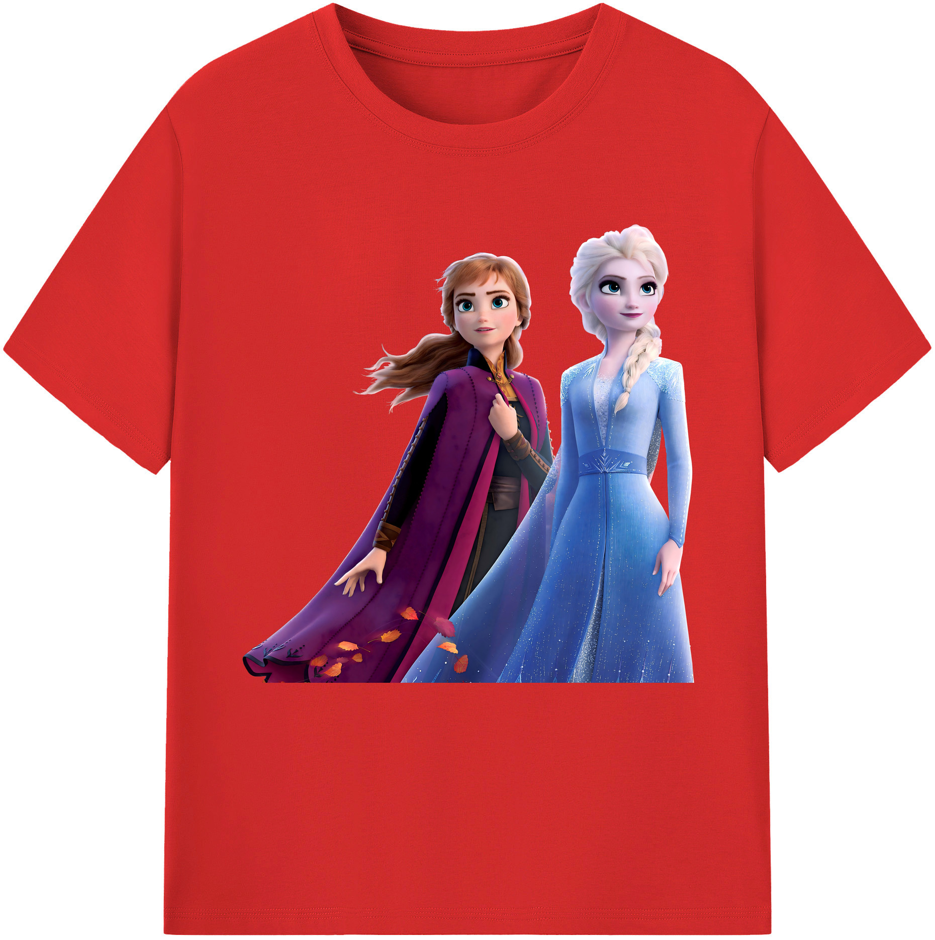 （画像用） アナと雪の女王 アンナ エルサ Frozen Anna Elsa レディースカジュアルプリントTシャツ（綿100％）
