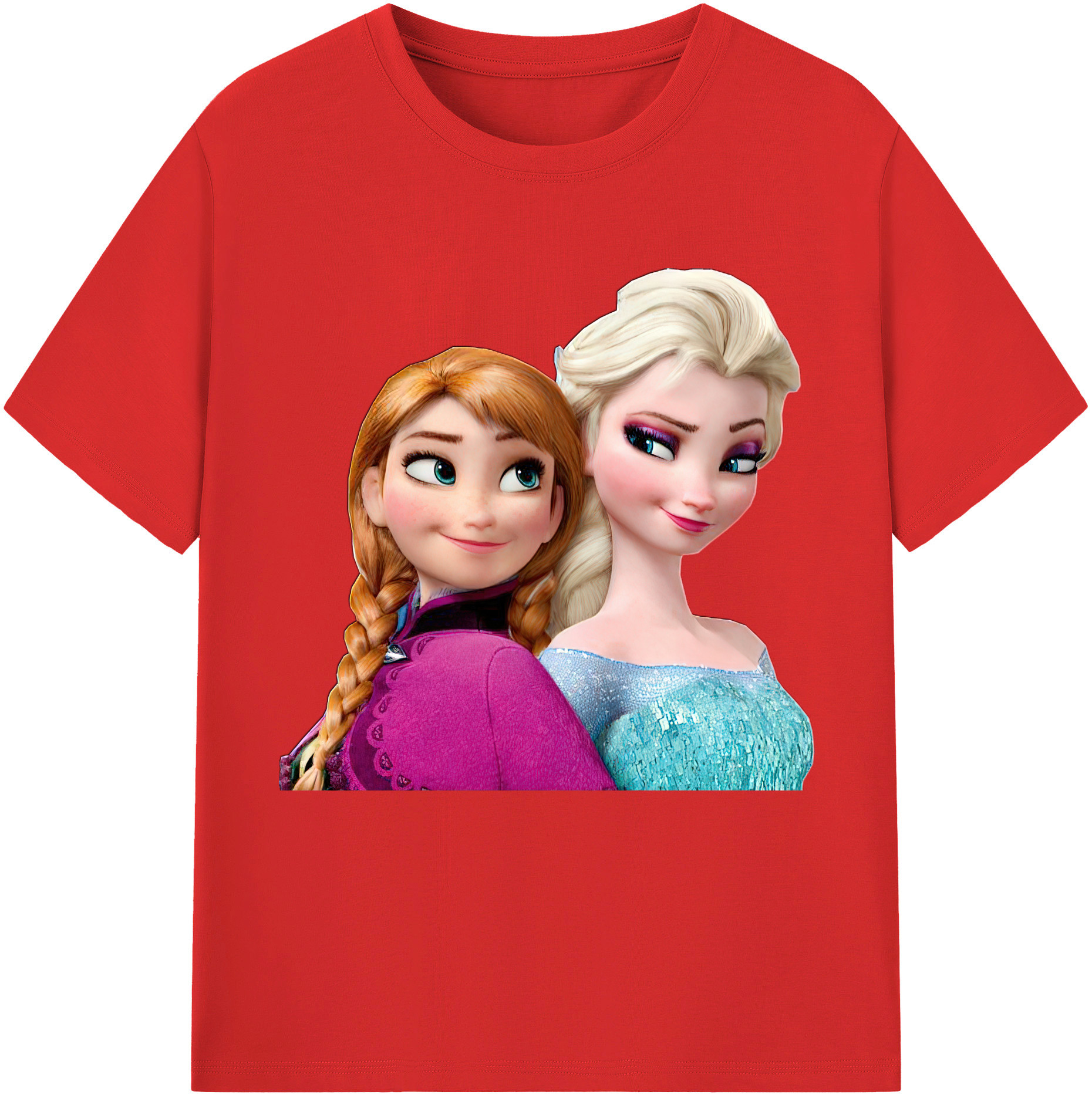 （画像用） アナと雪の女王 アンナ エルサ Frozen Anna Elsa レディースカジュアルプリントTシャツ（綿100％）