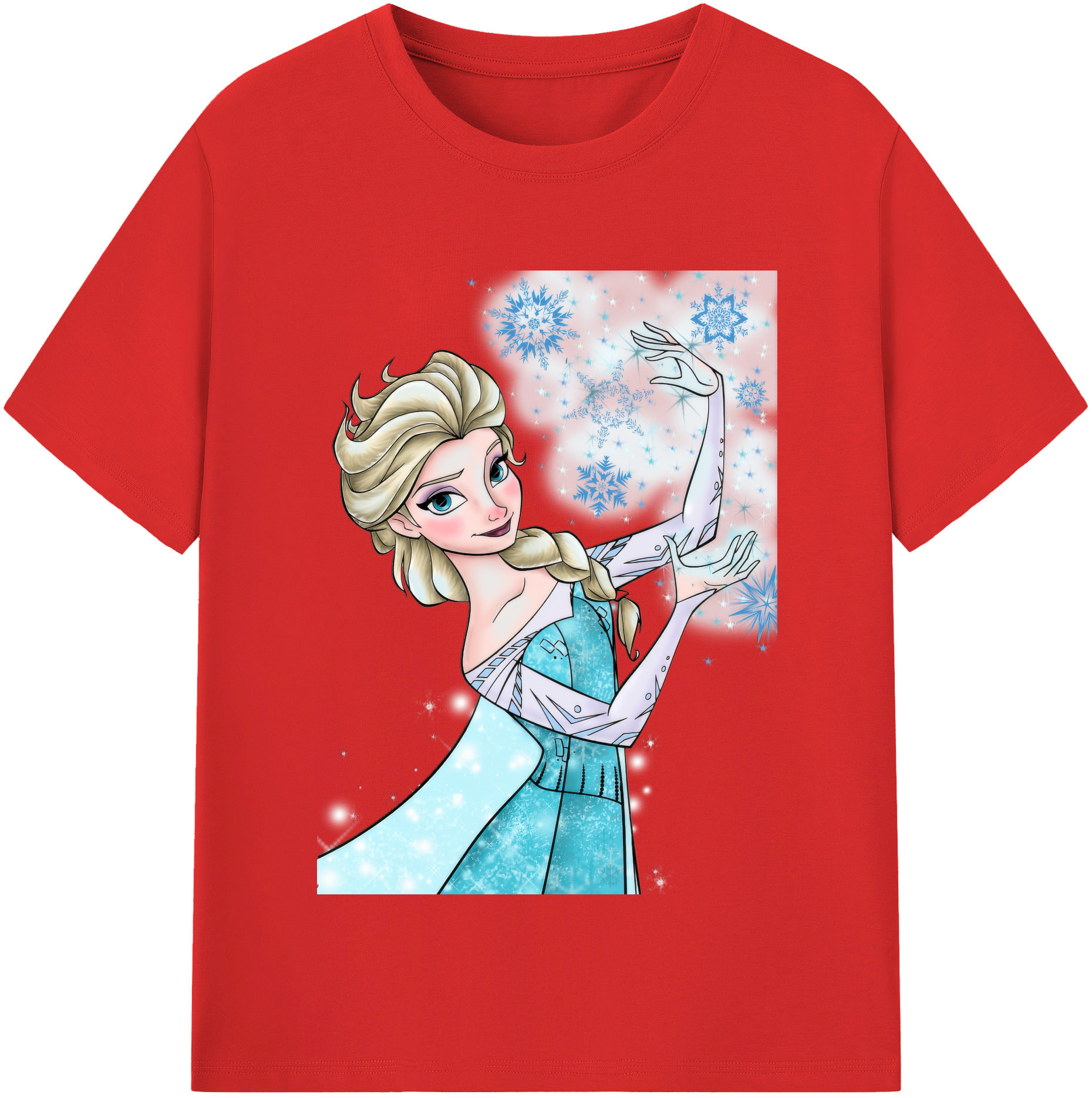 （画像用） アナと雪の女王 アンナ エルサ Frozen Anna Elsa レディースカジュアルプリントTシャツ（綿100％）