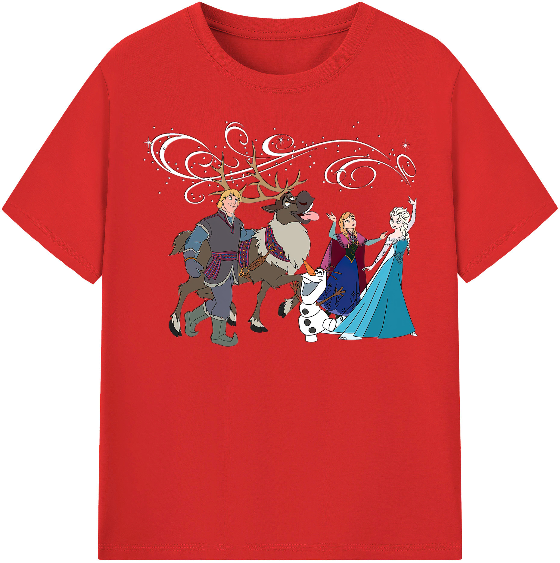 （画像用） アナと雪の女王 アンナ エルサ Frozen Anna Elsa レディースカジュアルプリントTシャツ（綿100％）