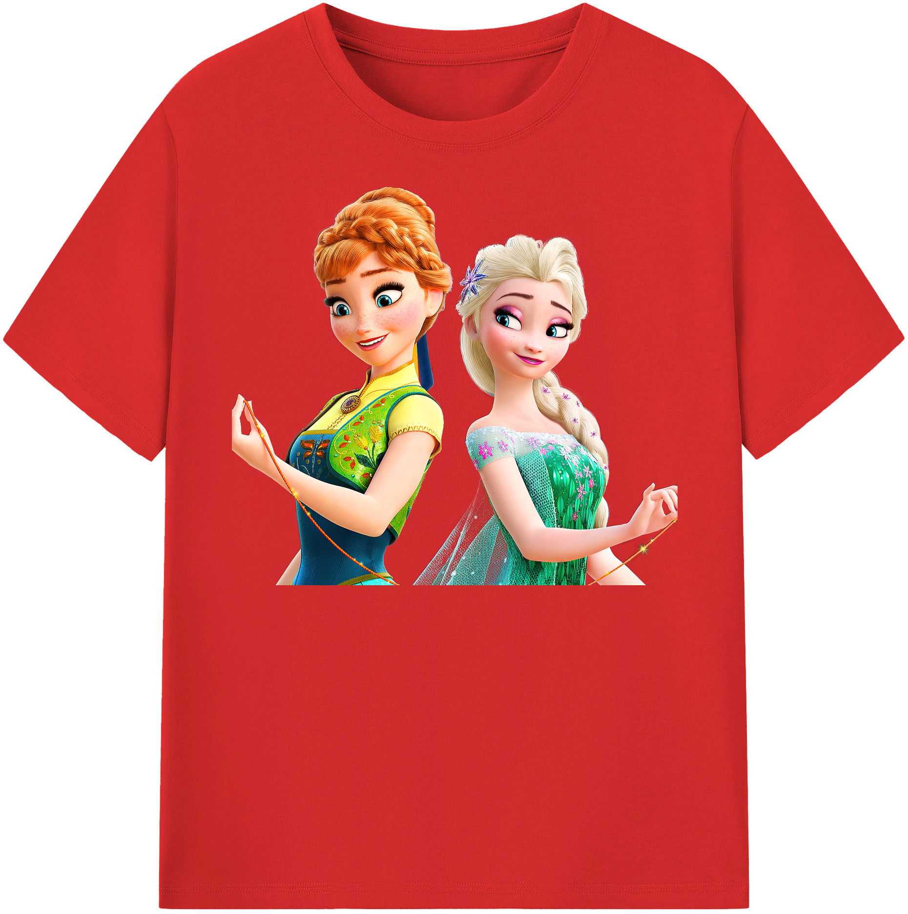 （画像用） アナと雪の女王 アンナ エルサ Frozen Anna Elsa レディースカジュアルプリントTシャツ（綿100％）